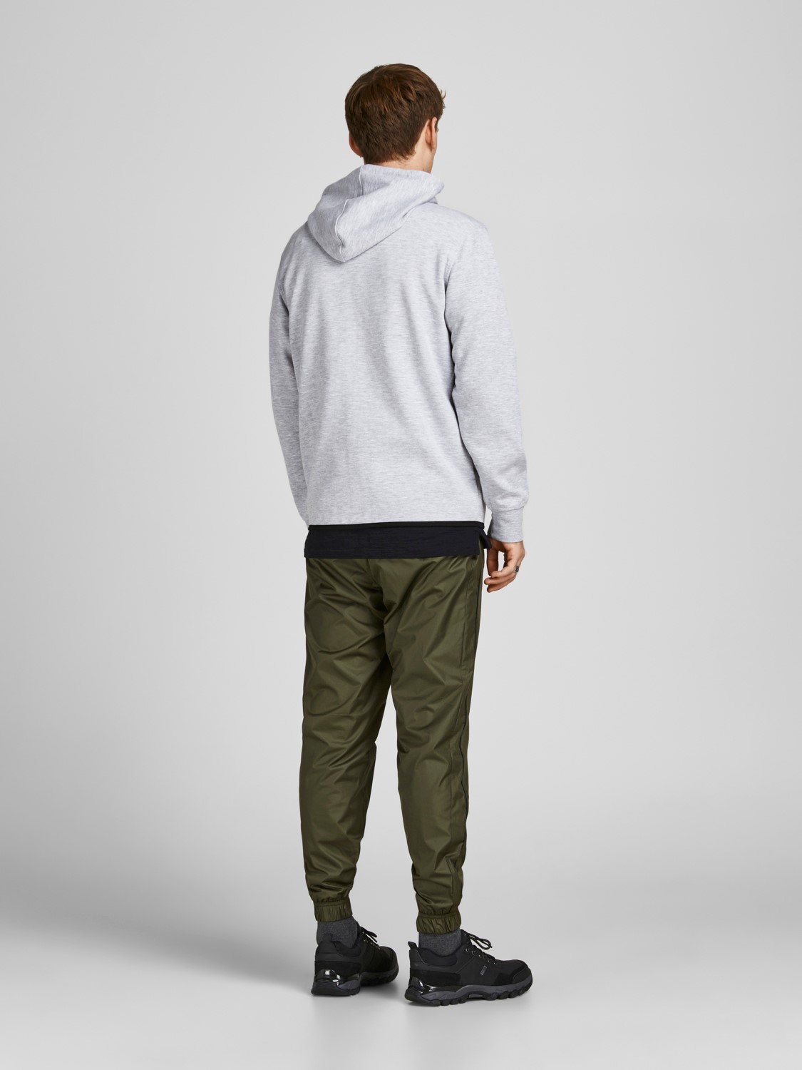 JACK & JONES Air sweat zip hood regular fit, heren sweatvest katoenmengsel met capuchon, lichtgrijs melange