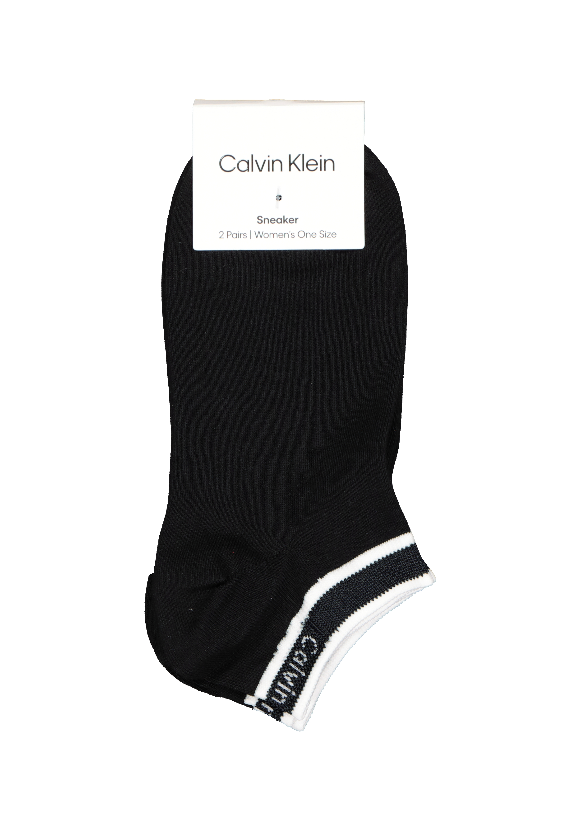 Calvin Klein damessokken Spencer (2-pack), enkelsokken logo boord, zwart