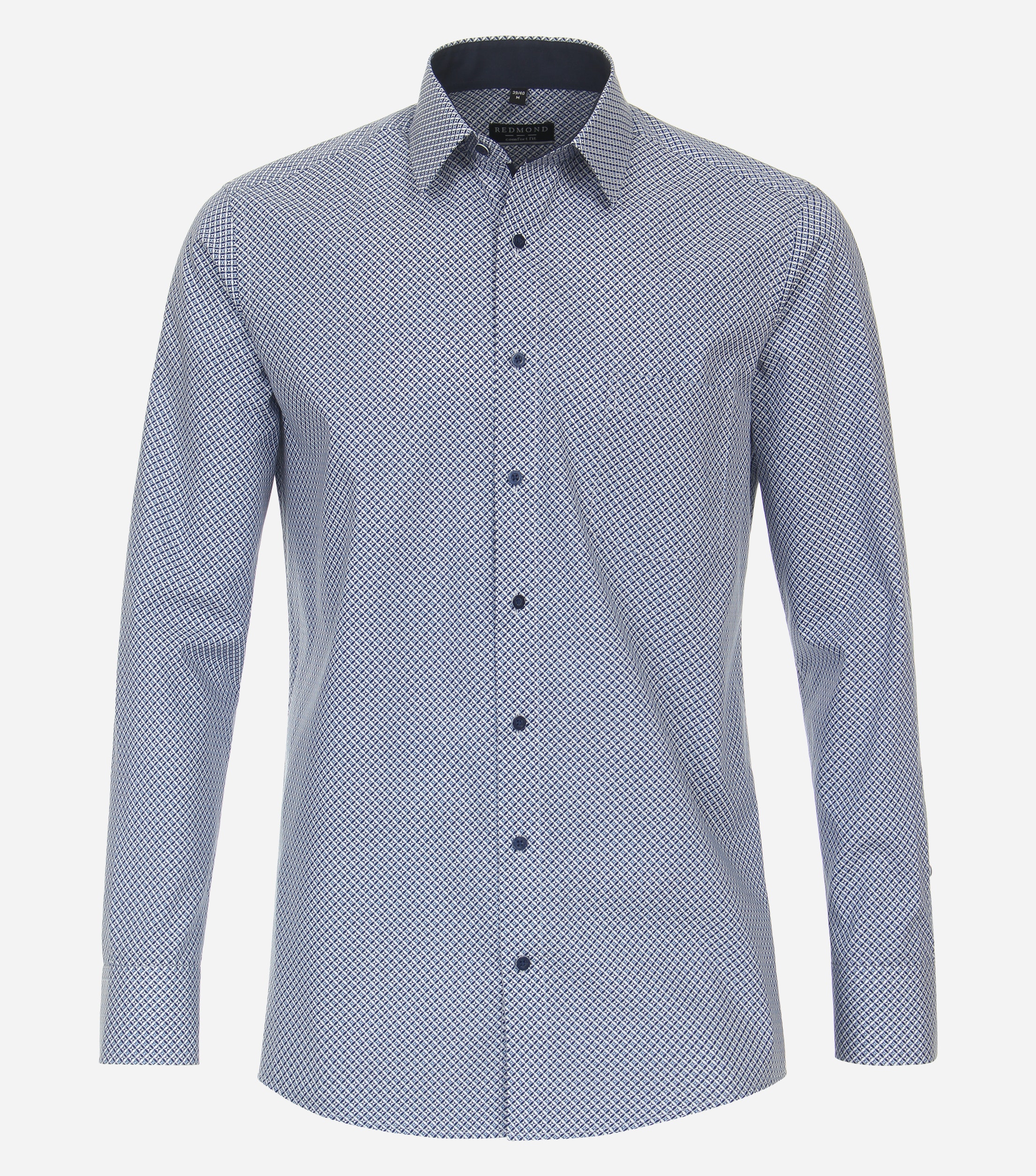 Redmond comfort fit overhemd, popeline, blauw dessin