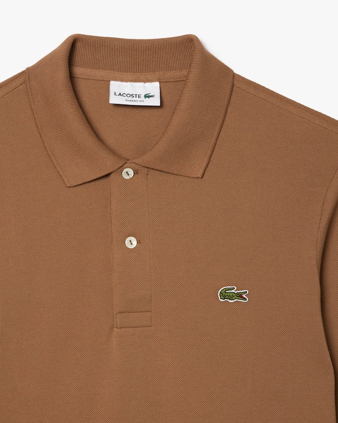 Lacoste Classic Fit polo lange mouw, cookie lichtbruin