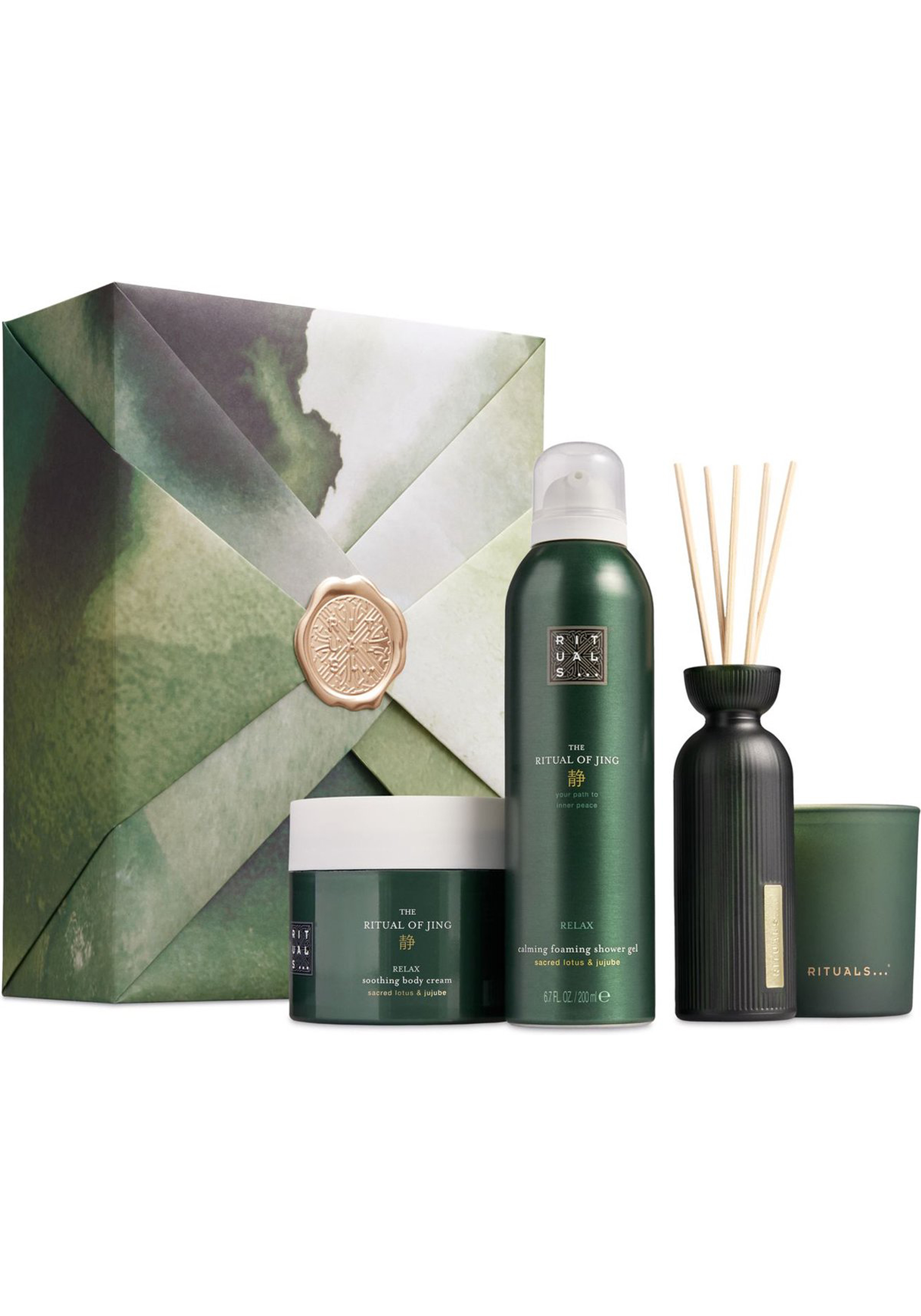 RITUALS Gift Set The Ritual of Jing L, 4 Home and Skincare Products with Lotus Flower and Jujube - Bath Gift Box