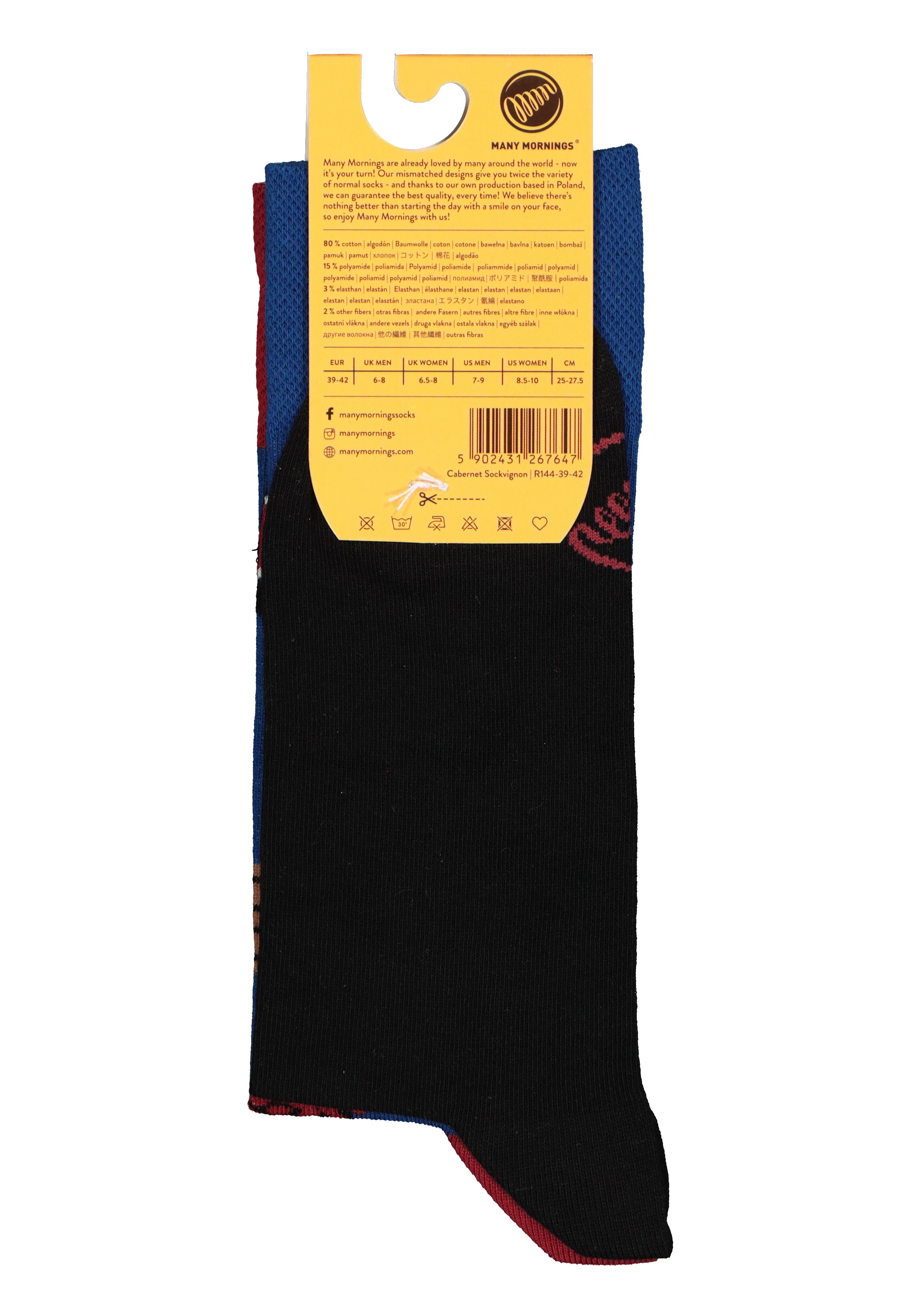 Many Mornings unisex sokken Cabernet Sockvignon