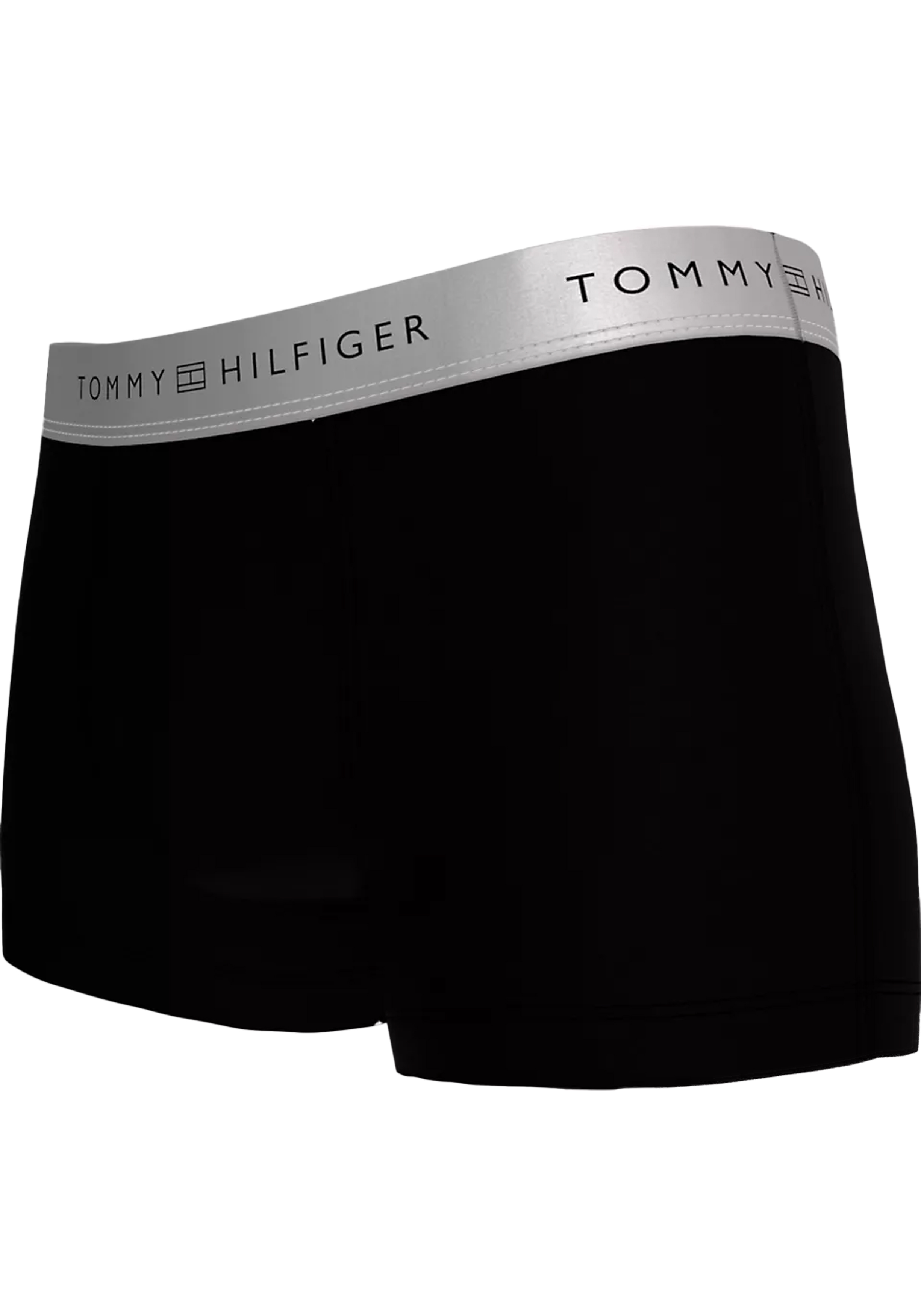 Tommy Hilfiger trunk (3-pack), heren boxers normale lengte, zwart met zilverkleurige tailleband