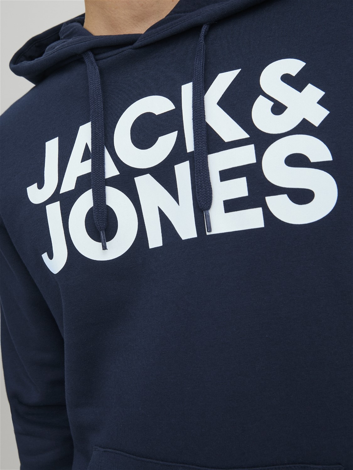 JACK & JONES Corp logo sweat hood regular fit, heren hoodie katoenmengsel met capuchon, blauw grote print