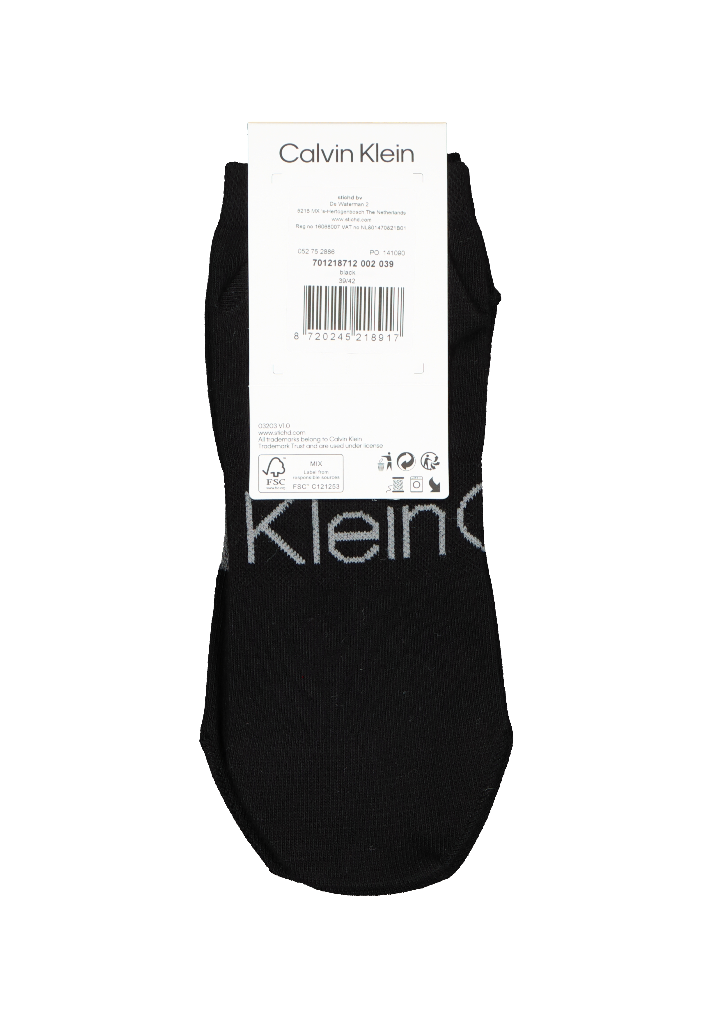 Calvin Klein herensokken Dirk (2-pack), enkelsokken, zwart met logo