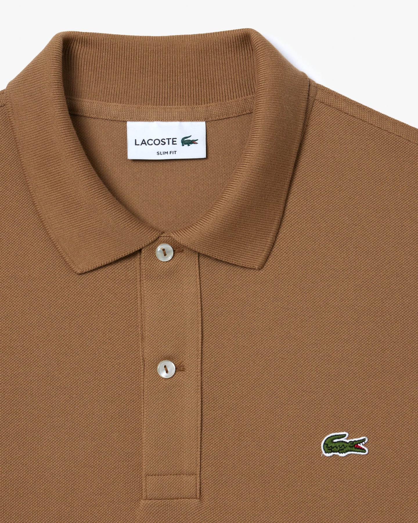 Lacoste Slim Fit polo, cookie lichtbruin