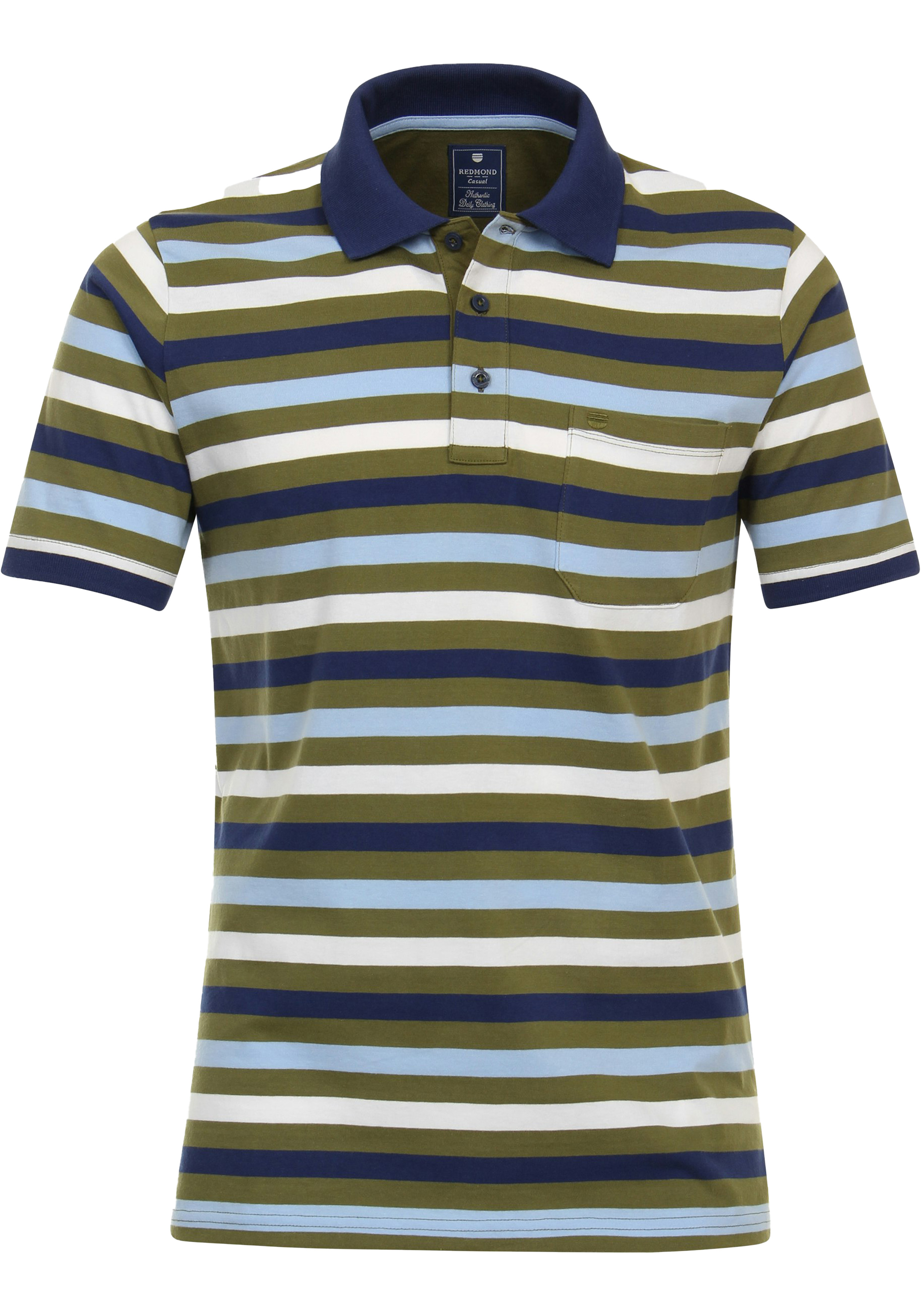 Redmond regular fit heren polo, jersey, groen gestreept