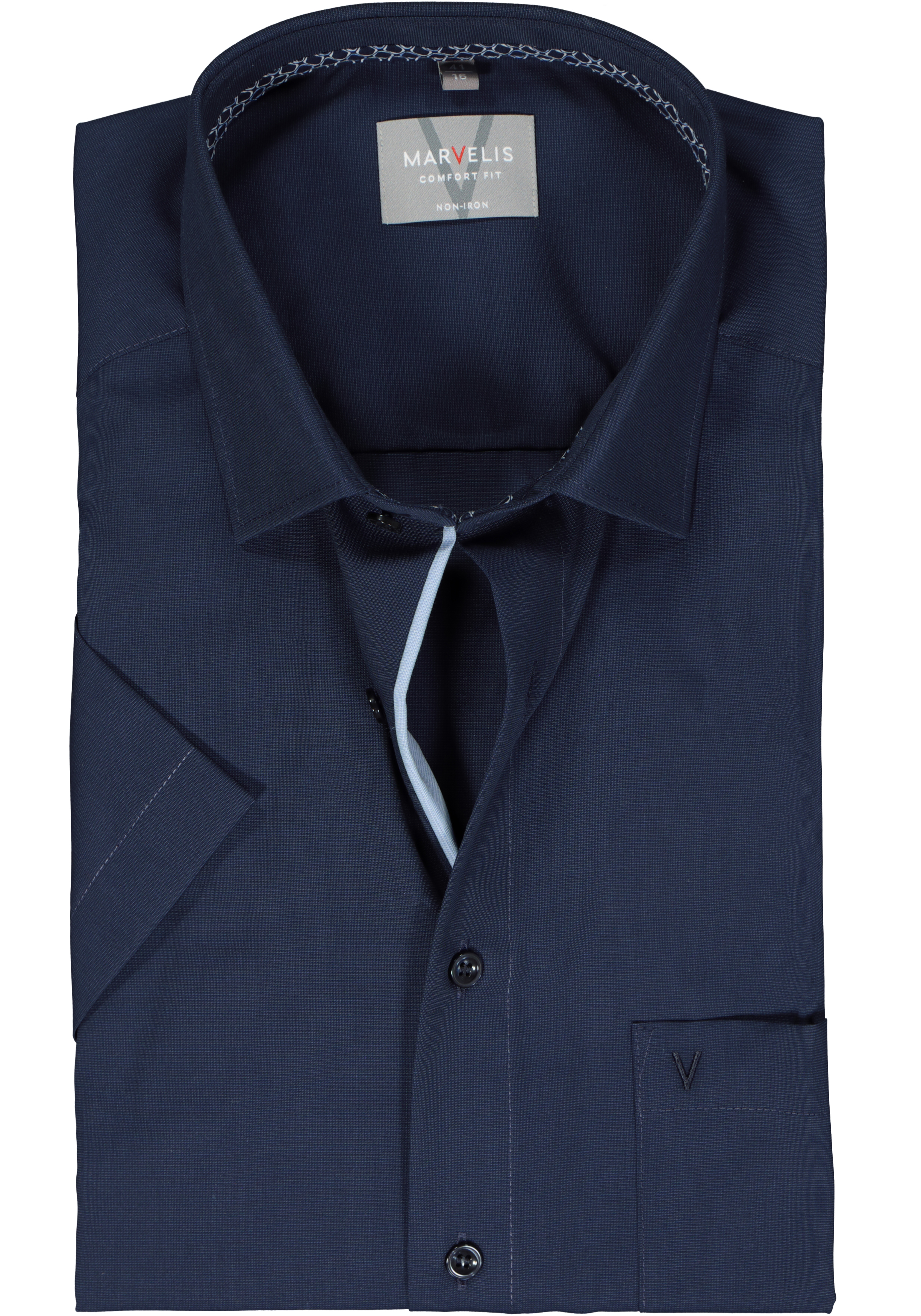 MARVELIS comfort fit overhemd, korte mouw, structuur, lichtblauw