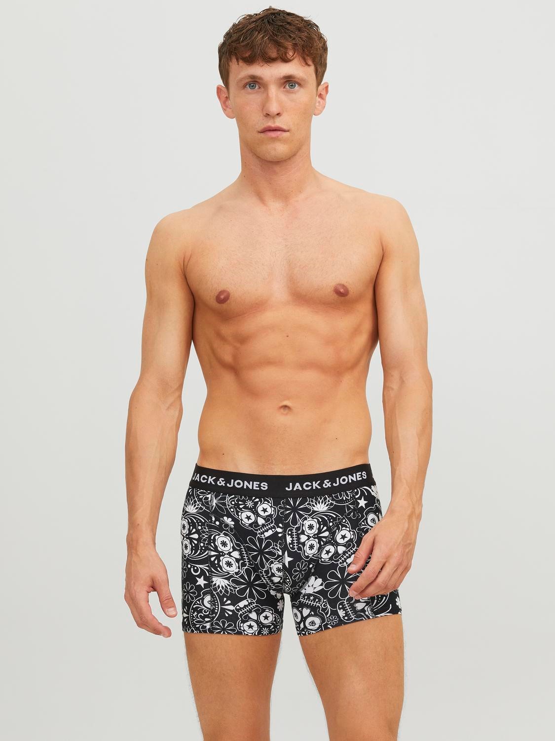 JACK & JONES Jacsugar skull trunks (3-pack), heren boxers normale lengte, zwart en geel