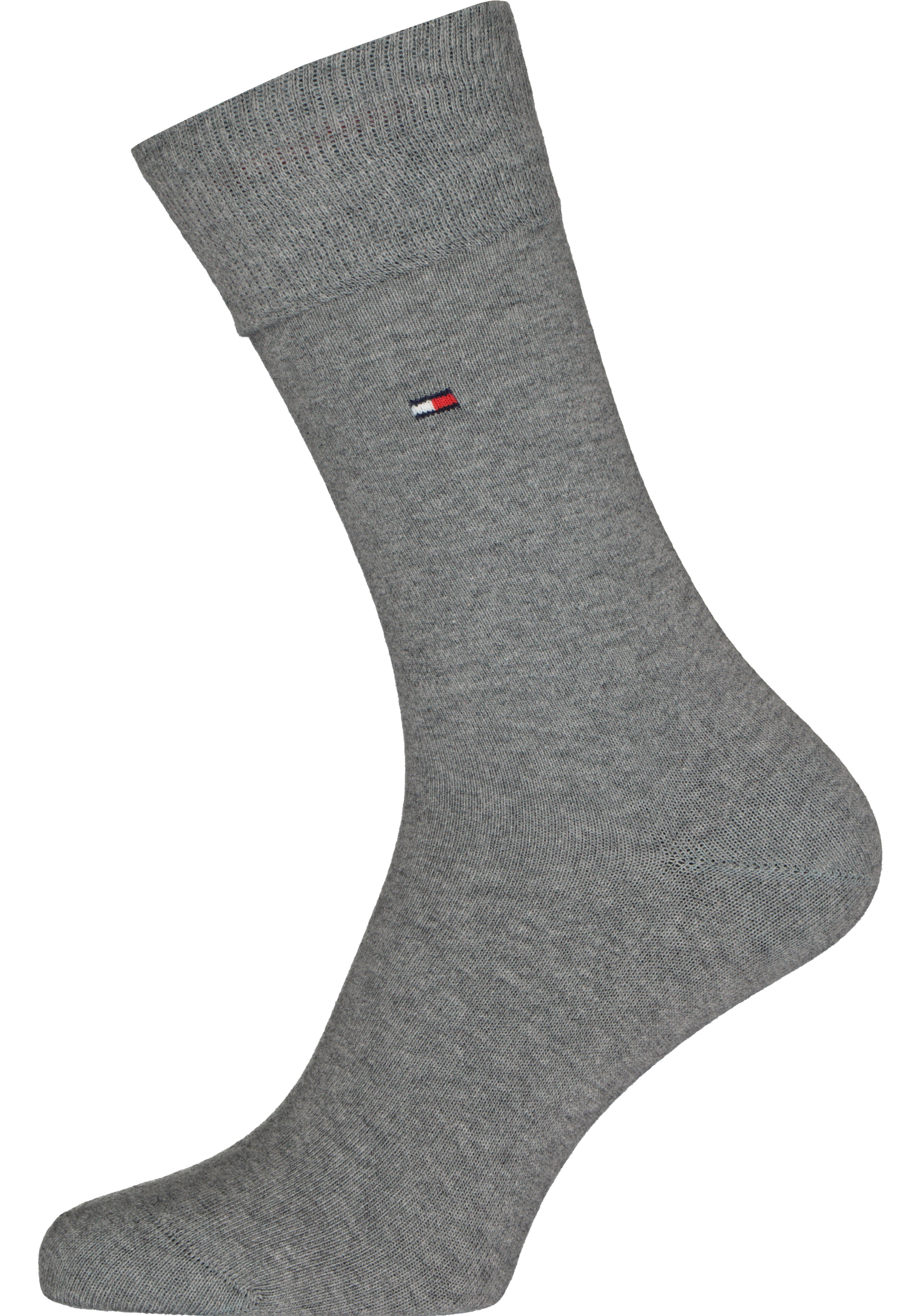 Tommy Hilfiger Duo Stripe Socks (2-pack), herensokken katoen, gestreept en uni, antraciet grijs