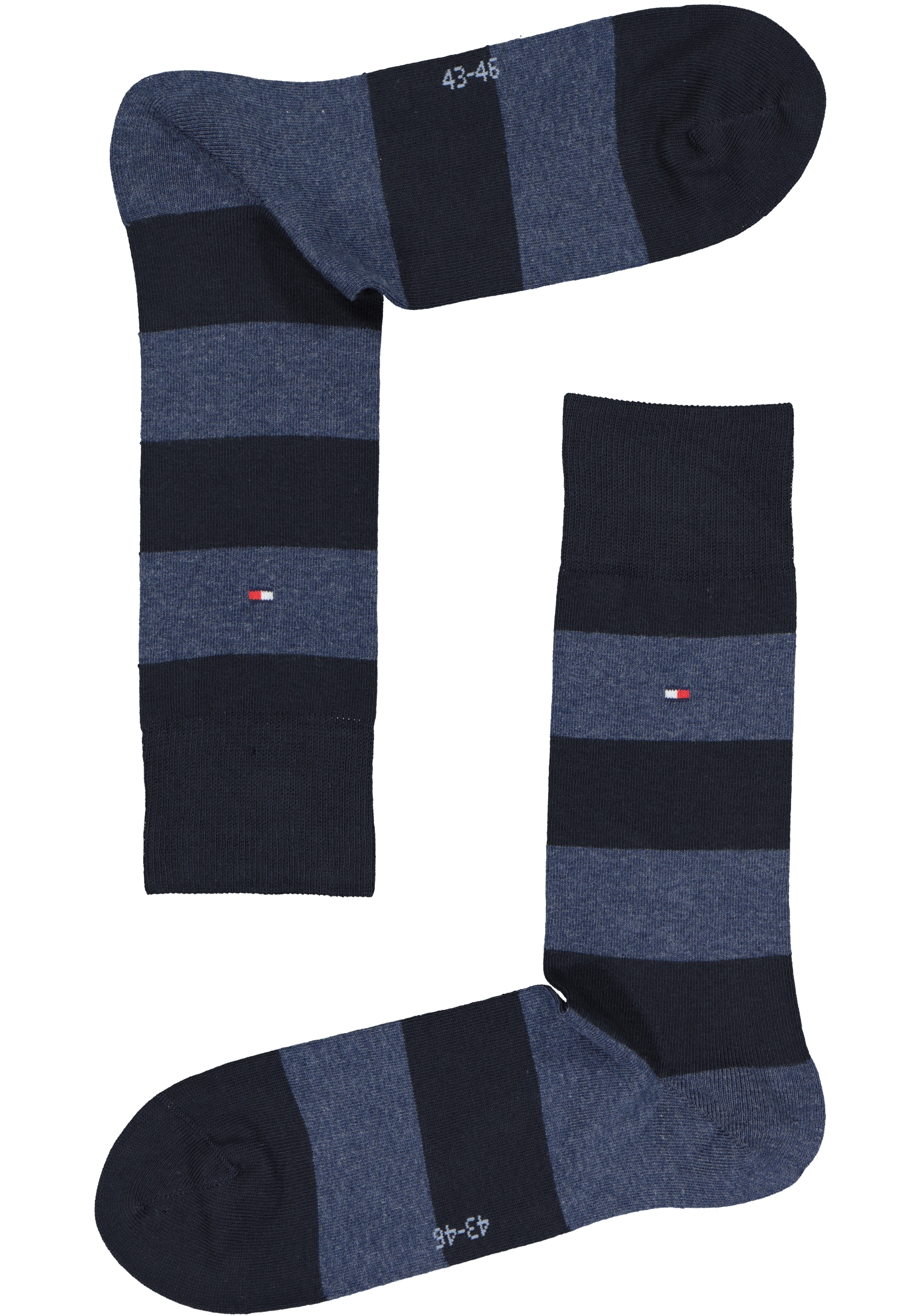 Tommy Hilfiger Rugby Stripe Socks (2-pack), herensokken katoen gestreept en uni, blauw