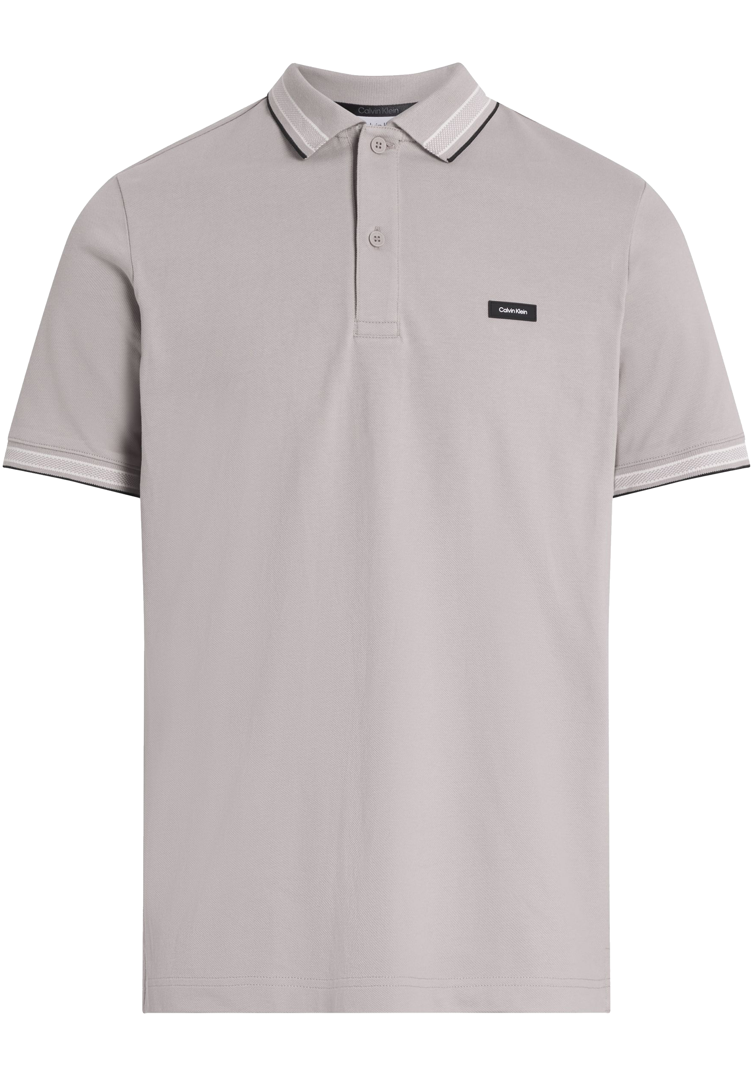 Calvin Klein Stretch Pique Multi Tipping Slim Polo, heren poloshirt, grijsbeige