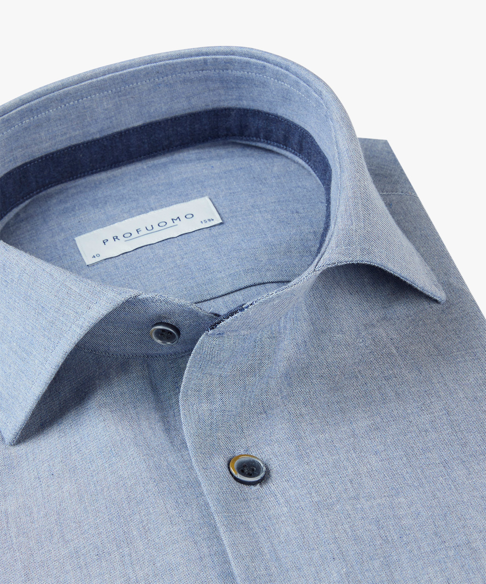 Profuomo slim fit heren overhemd, structuur, blauw