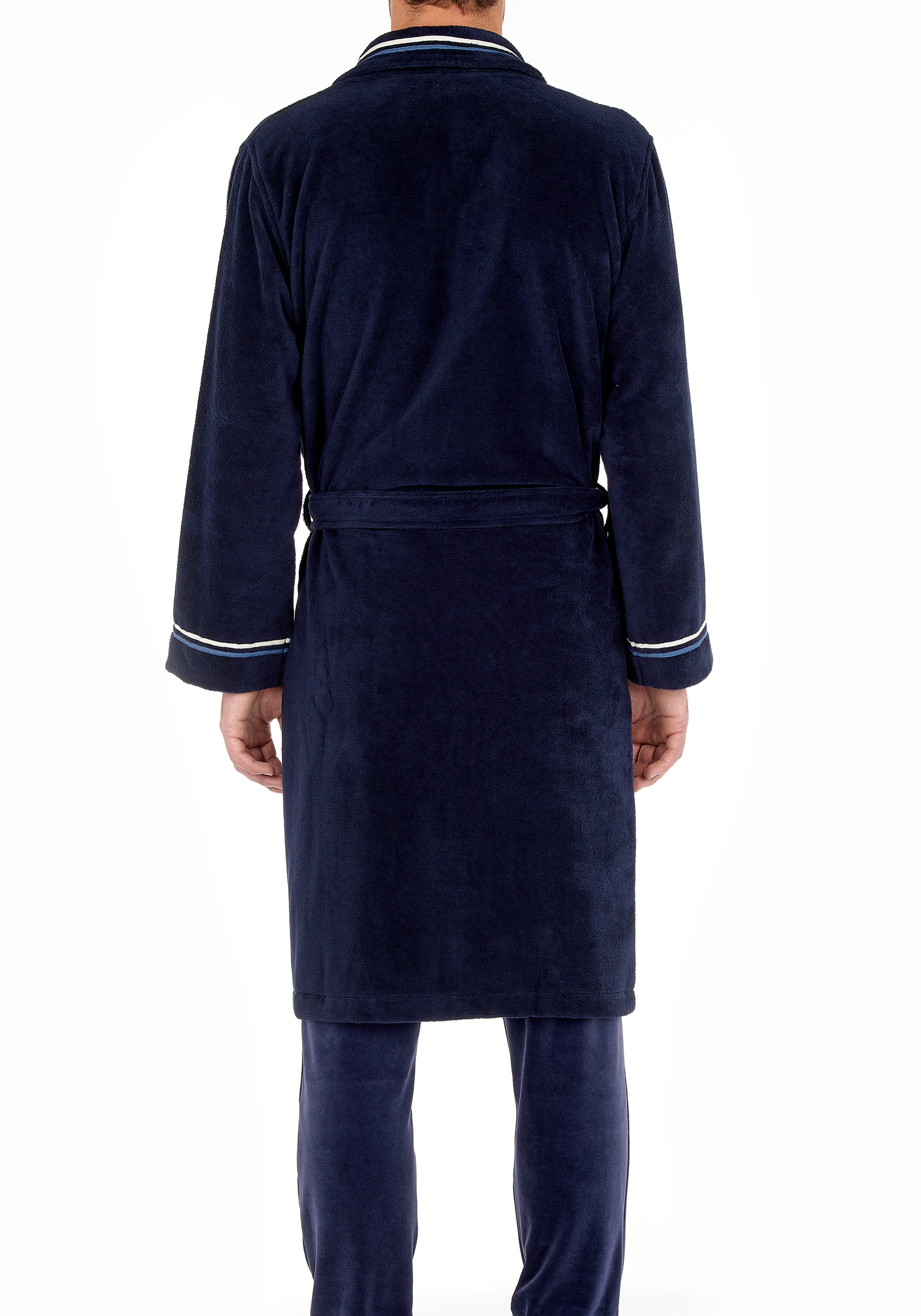 HOM Transat bathrobe, heren badjas, donkerblauw