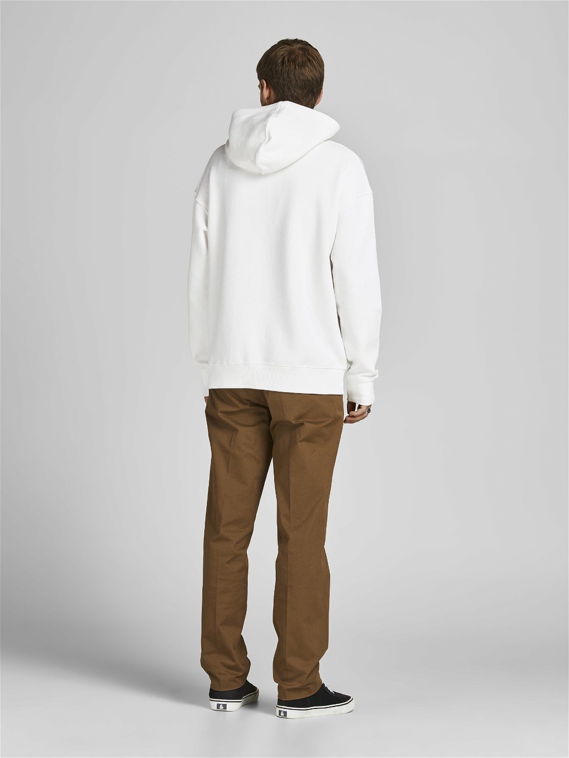 JACK & JONES Star basic sweat hood regular fit, heren hoodie katoenmengsel met capuchon, offwit