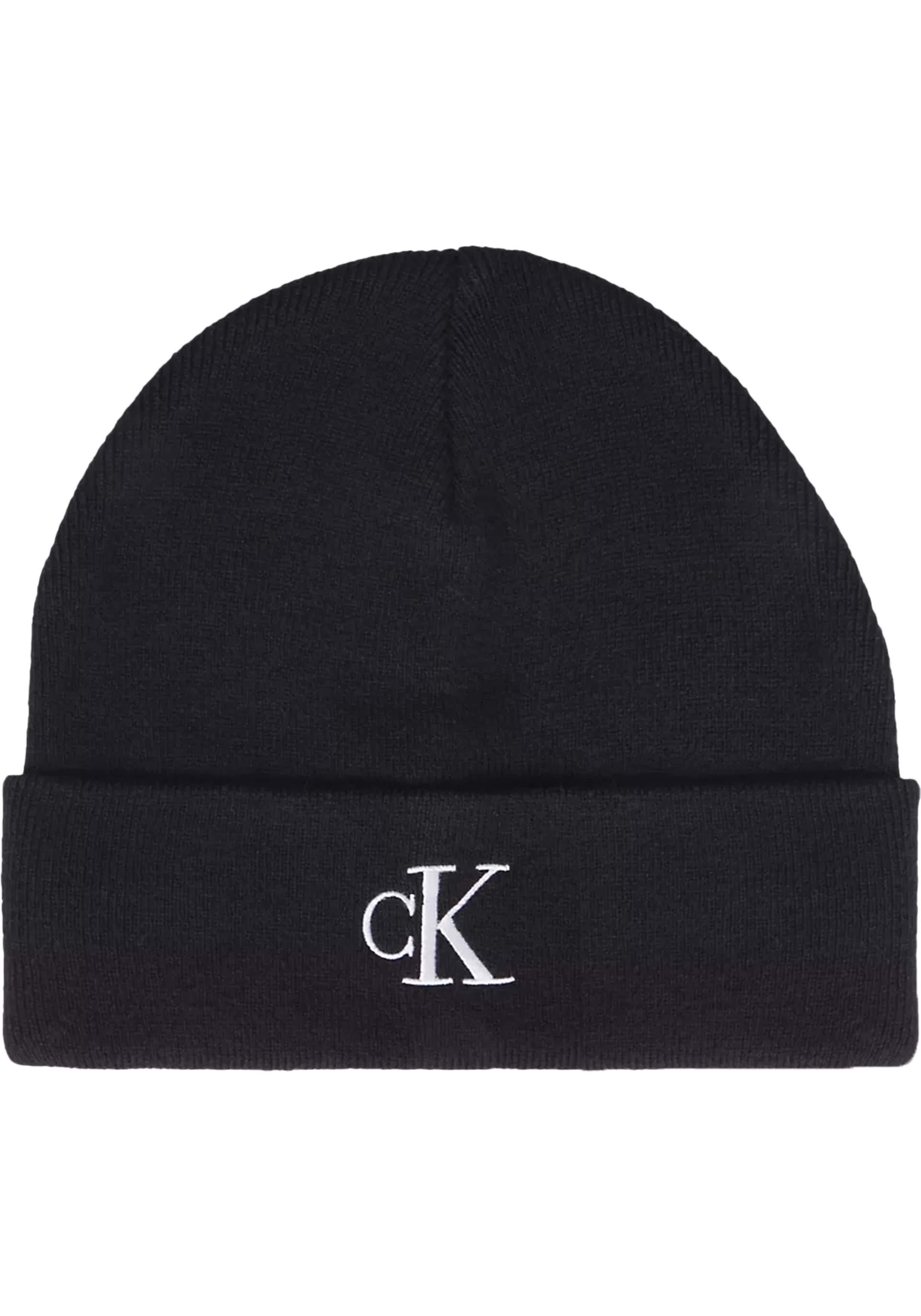 Calvin Klein muts, monogram embroidered patch beanie, zwart