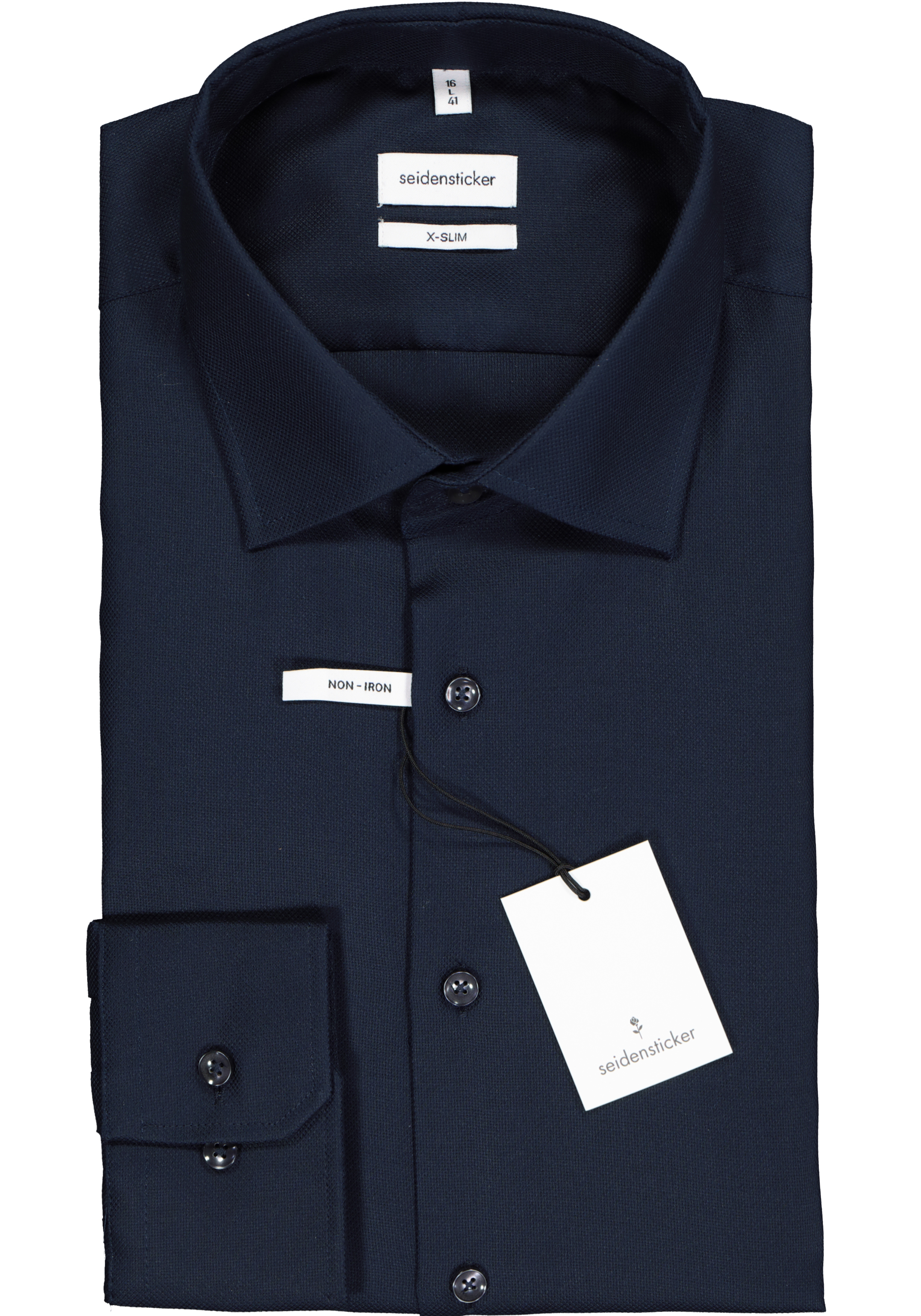 Seidensticker x-slim fit overhemd, donkerblauw structuur