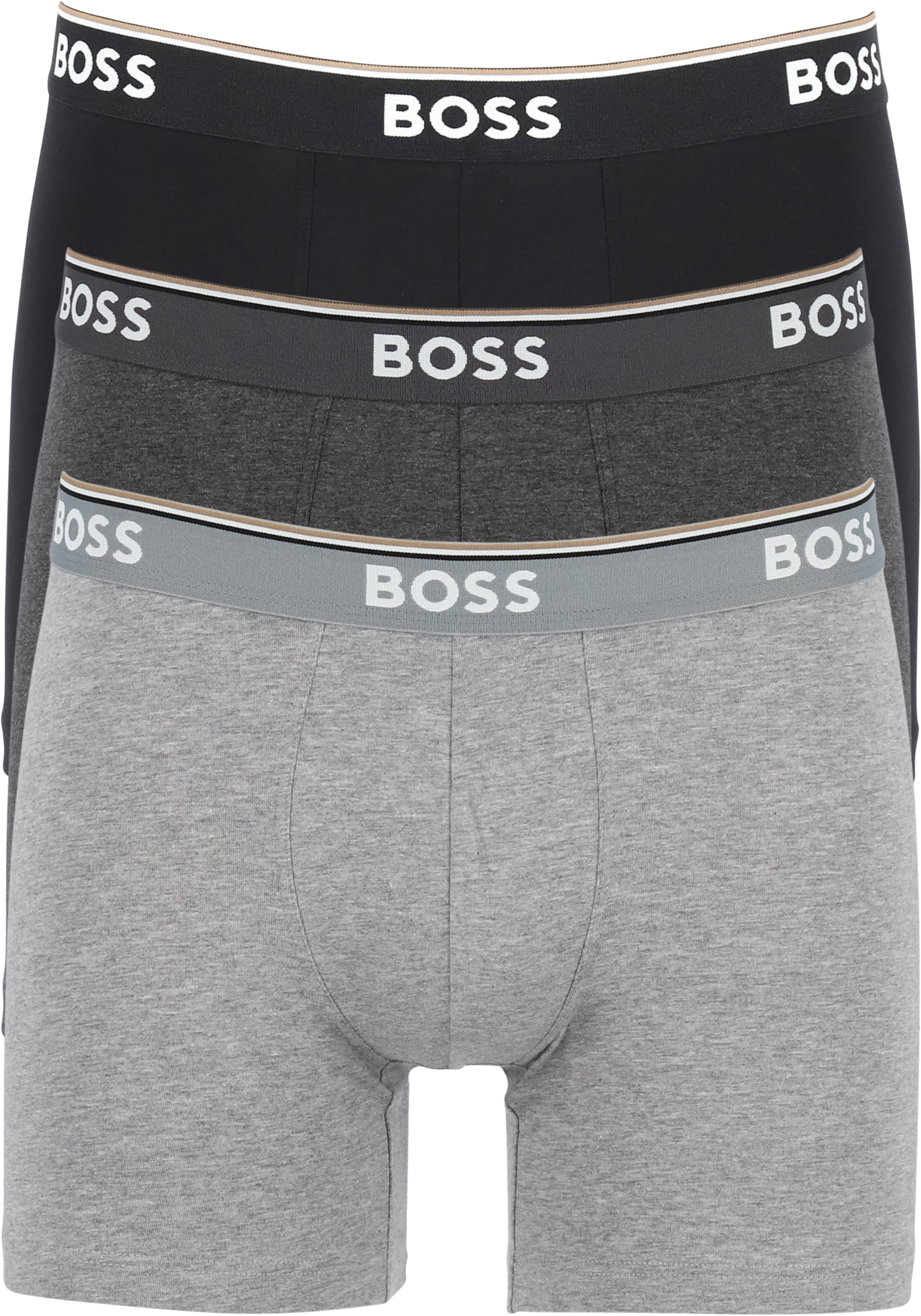 HUGO BOSS Power boxer briefs (3-pack), heren boxers normale lengte, grijs, grijs, zwart