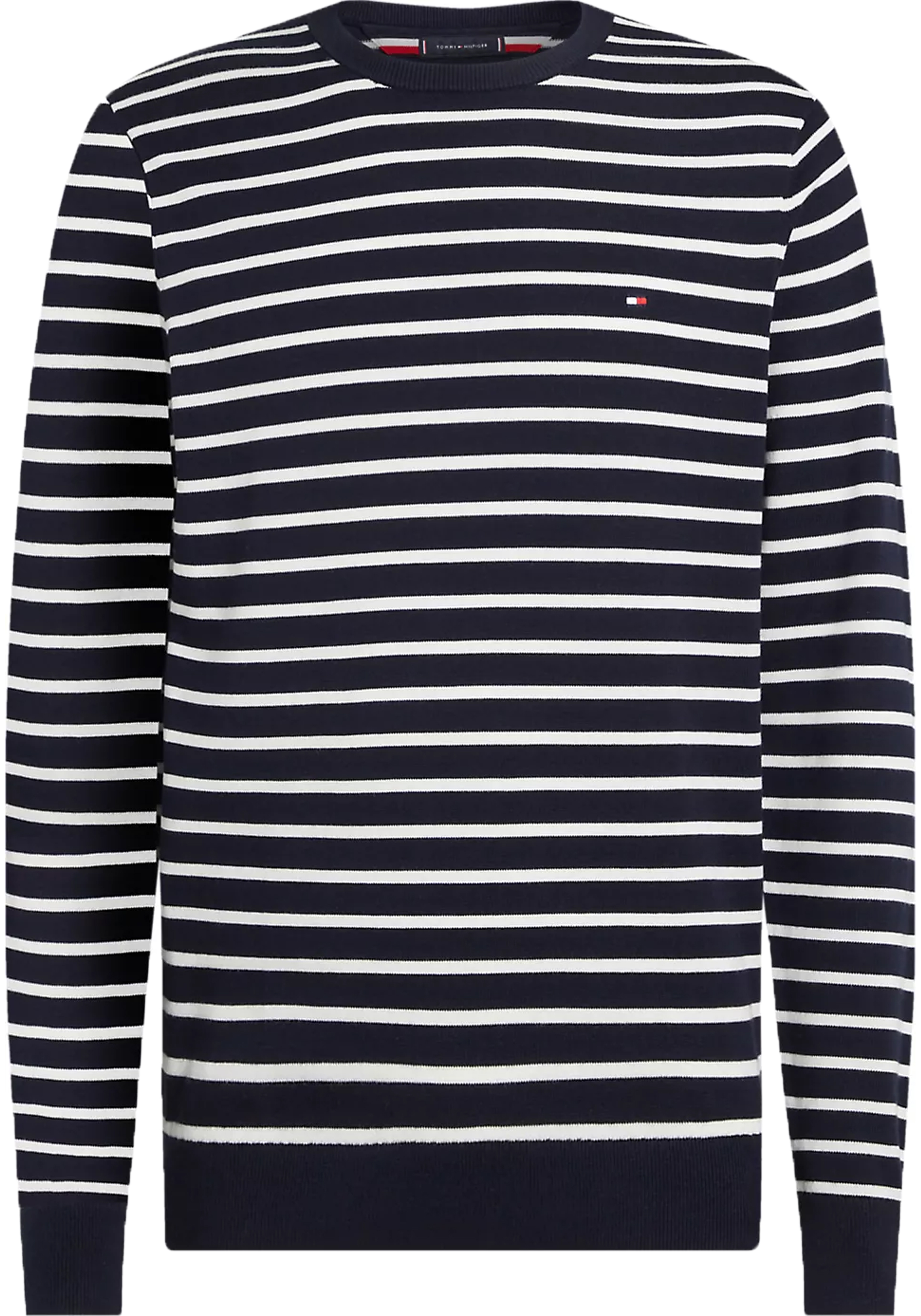 Tommy Hilfiger heren pullover katoen, donkerblauw met off white gestreept