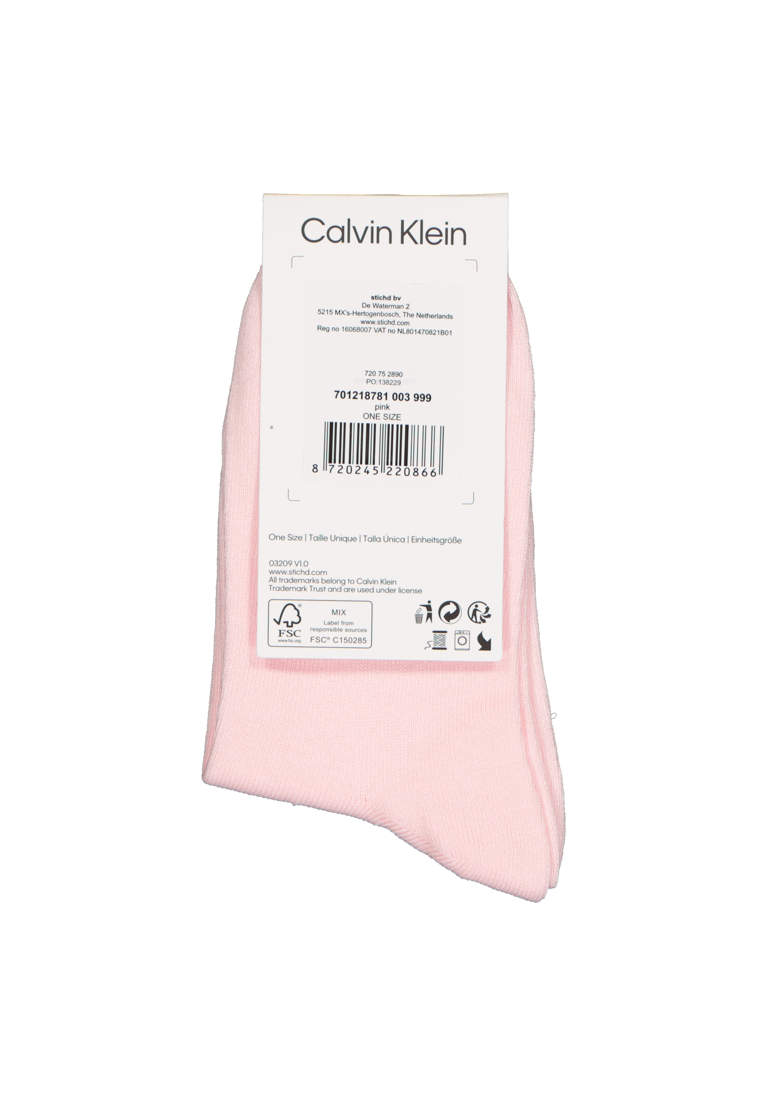 Calvin Klein damessokken Allison (1-pack), enkelsokken met kristal logo, roze