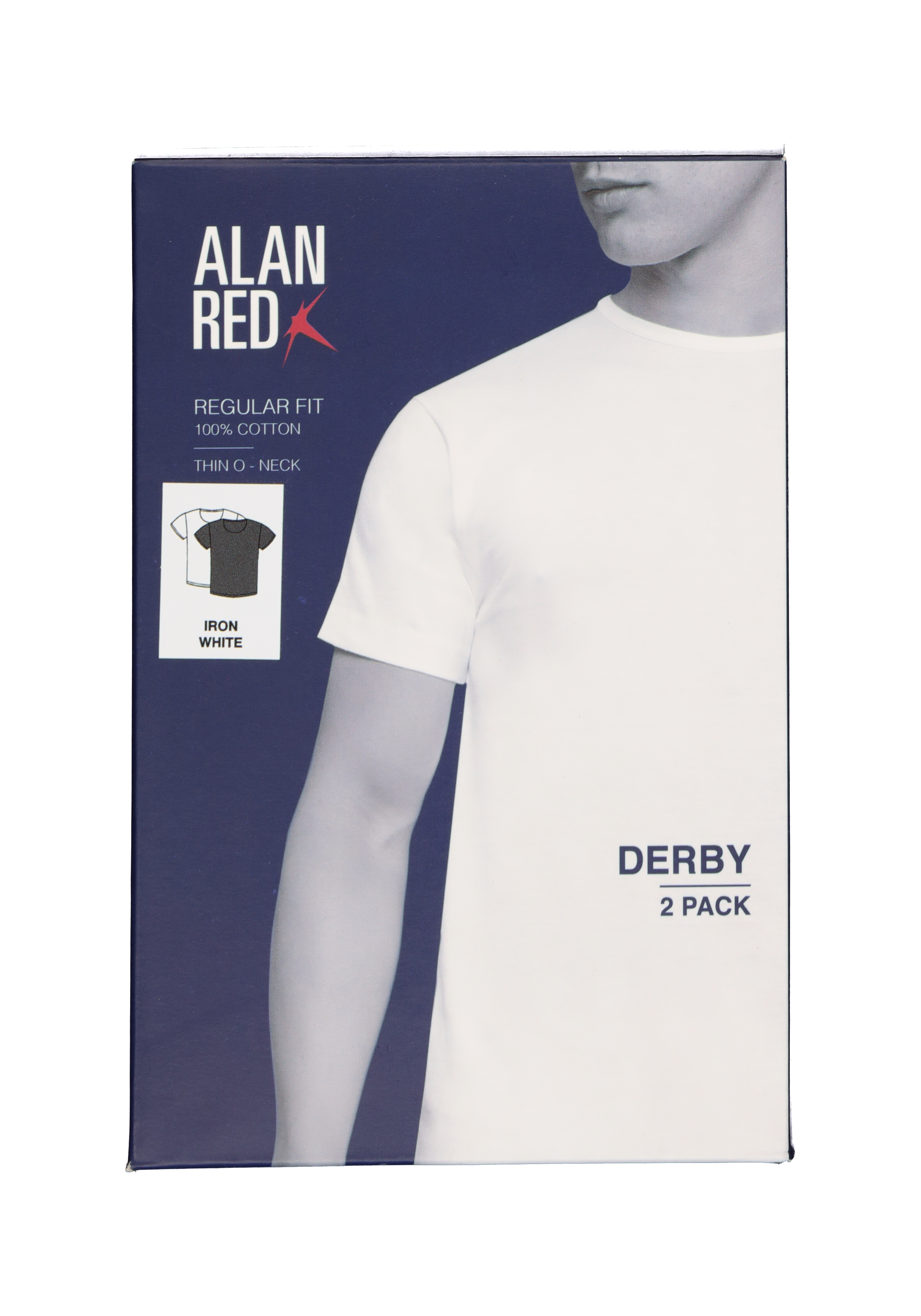 ALAN RED T-shirts Derby (2-pack), O-hals, wit en antraciet grijs