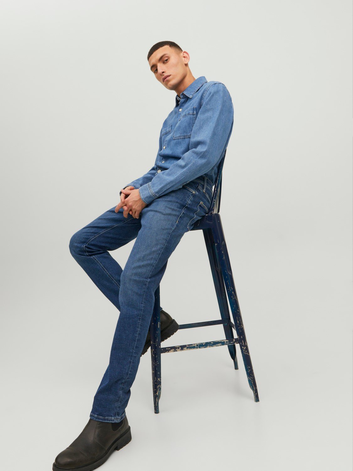 JACK & JONES Clark Evan Jos regular fit, heren jeans, denimblauw