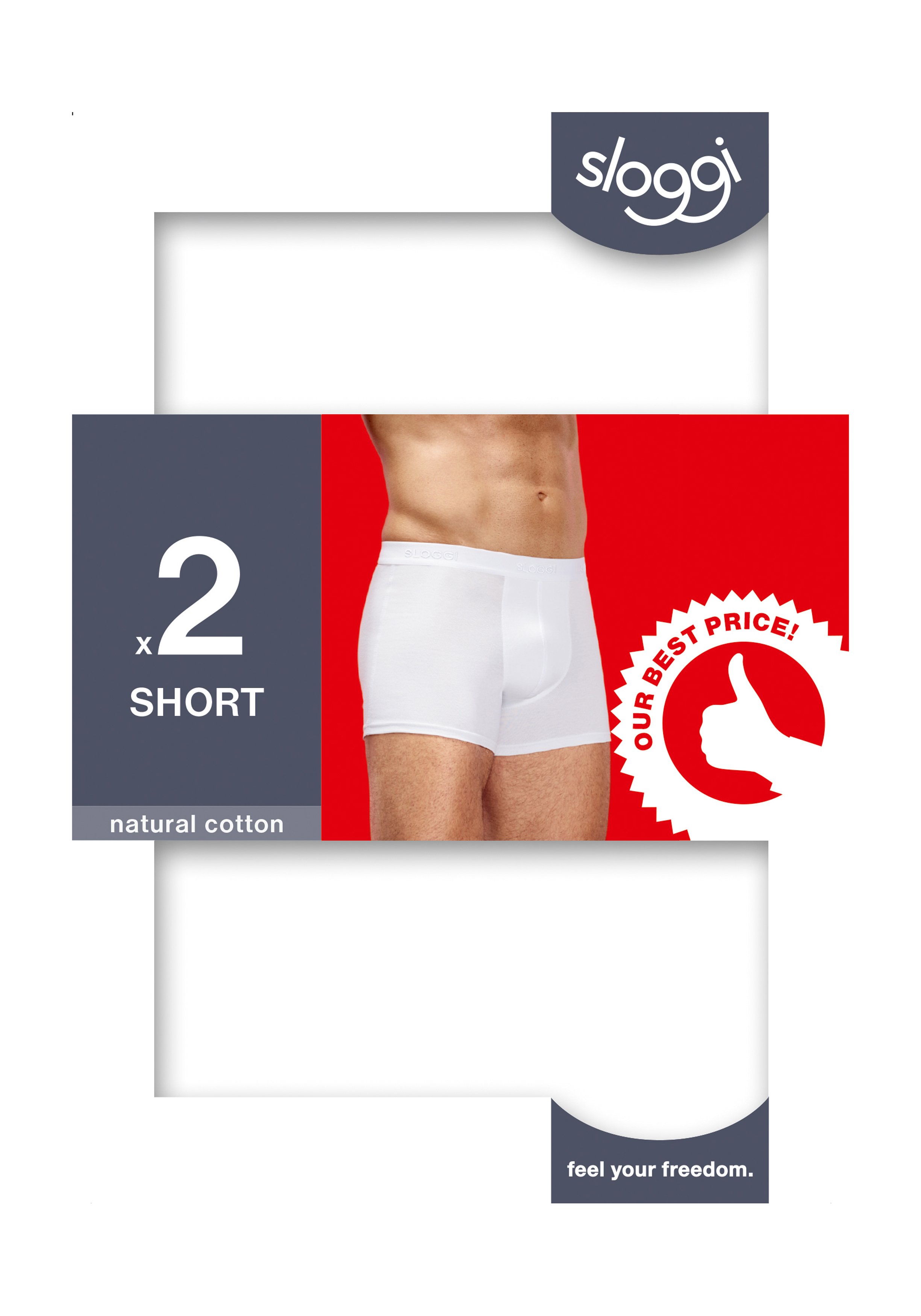 Sloggi Men 24/7 Short, heren boxers (2-pack), wit