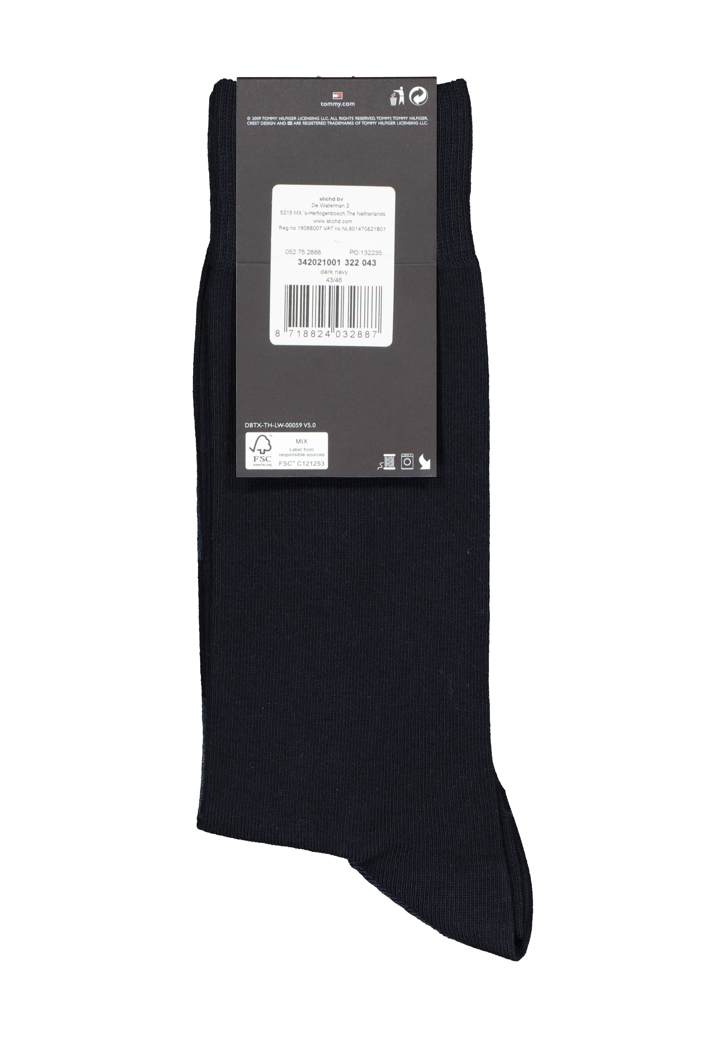 Tommy Hilfiger Rugby Stripe Socks (2-pack), herensokken katoen gestreept en uni, blauw