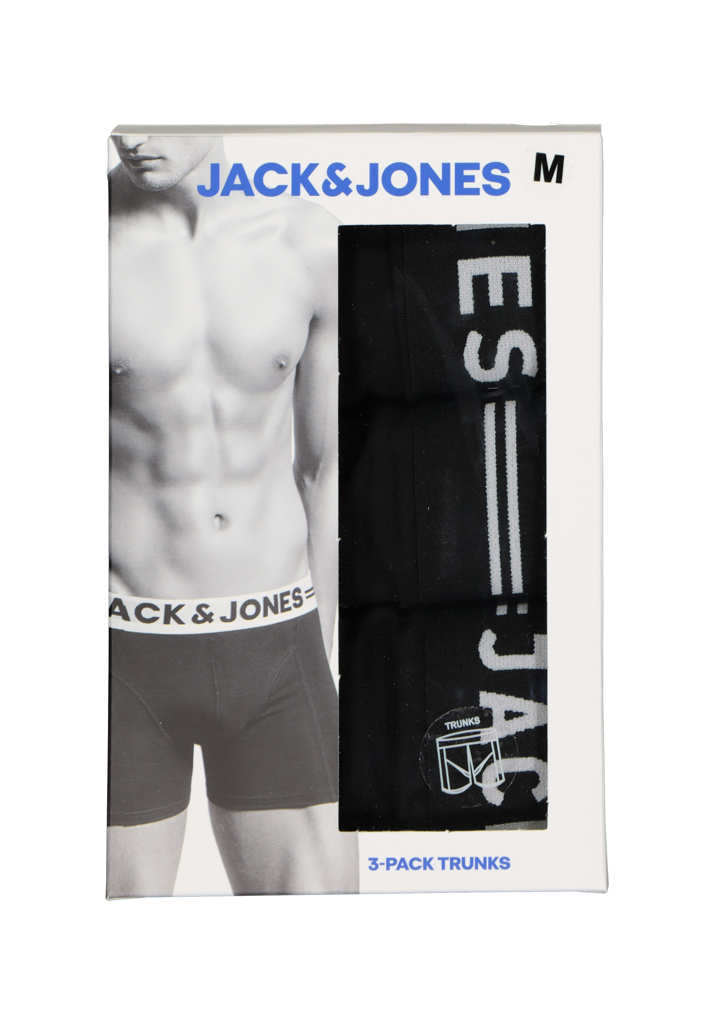 Jack & Jones heren boxers Sense trunks (3-pack), zwart met zwarte band