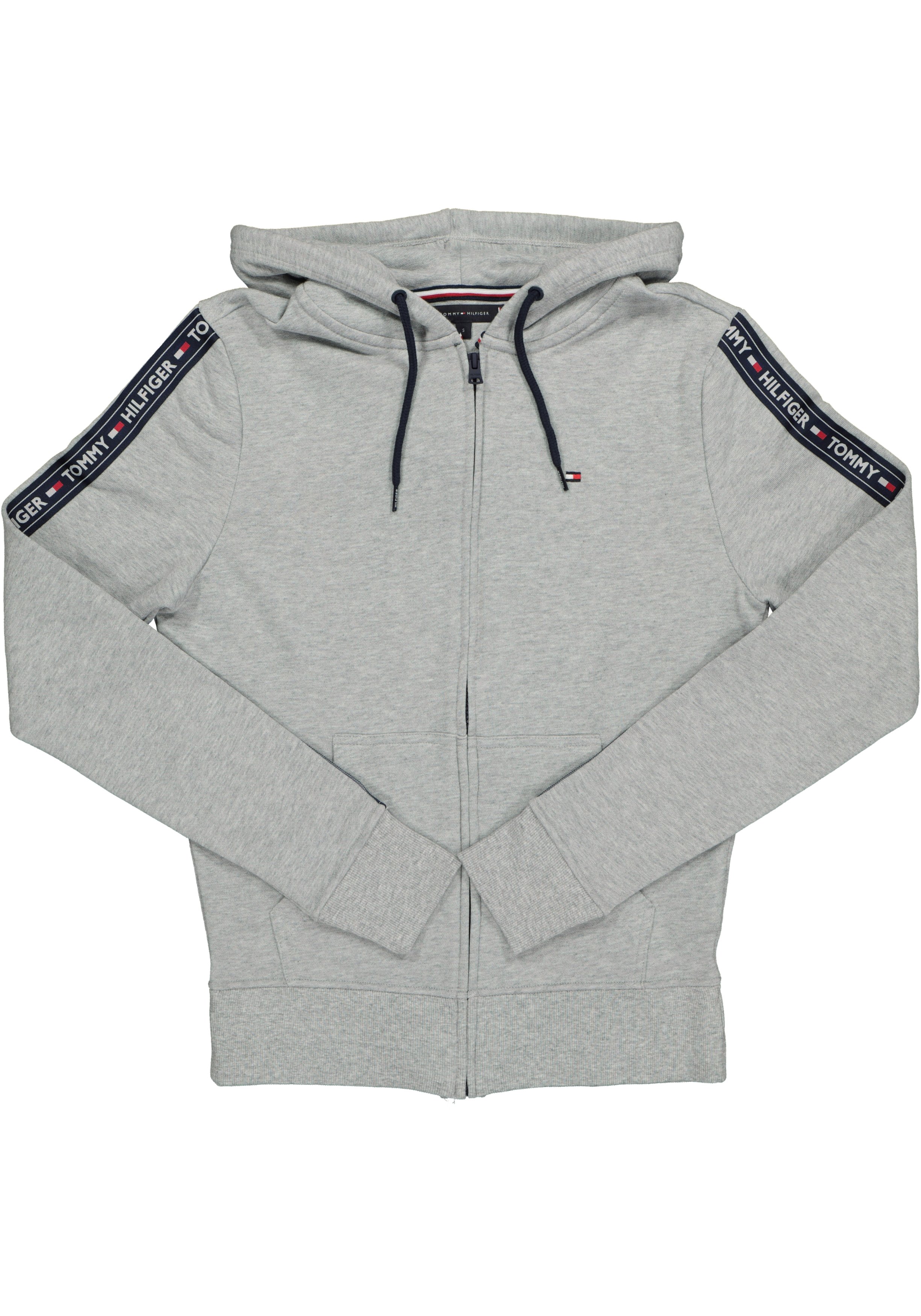 Tommy Hilfiger hoodie jacket, heren sweatvest middeldik, grijs