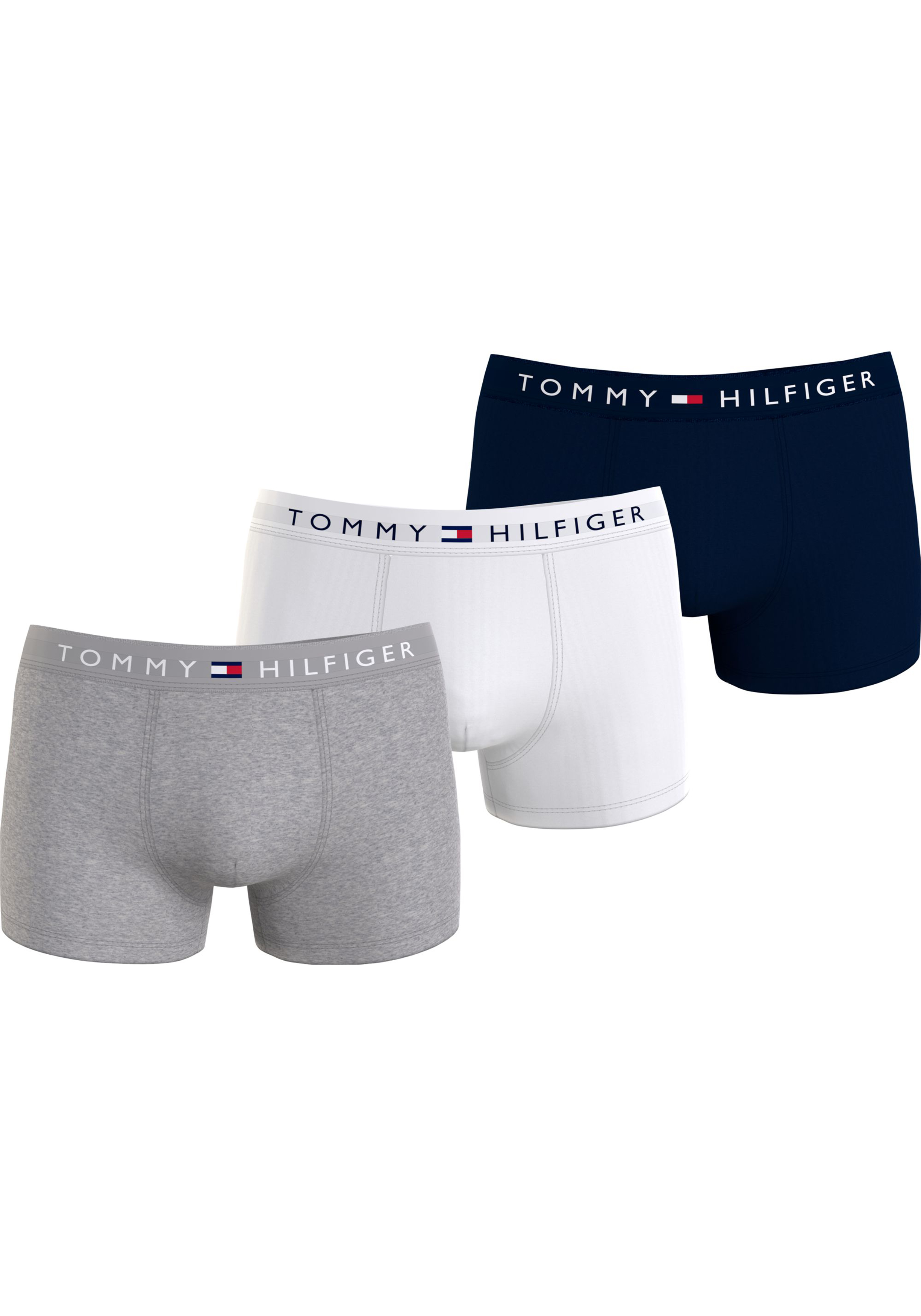 Tommy Hilfiger trunk (3-pack), heren boxers normale lengte, blauw, grijs, wit