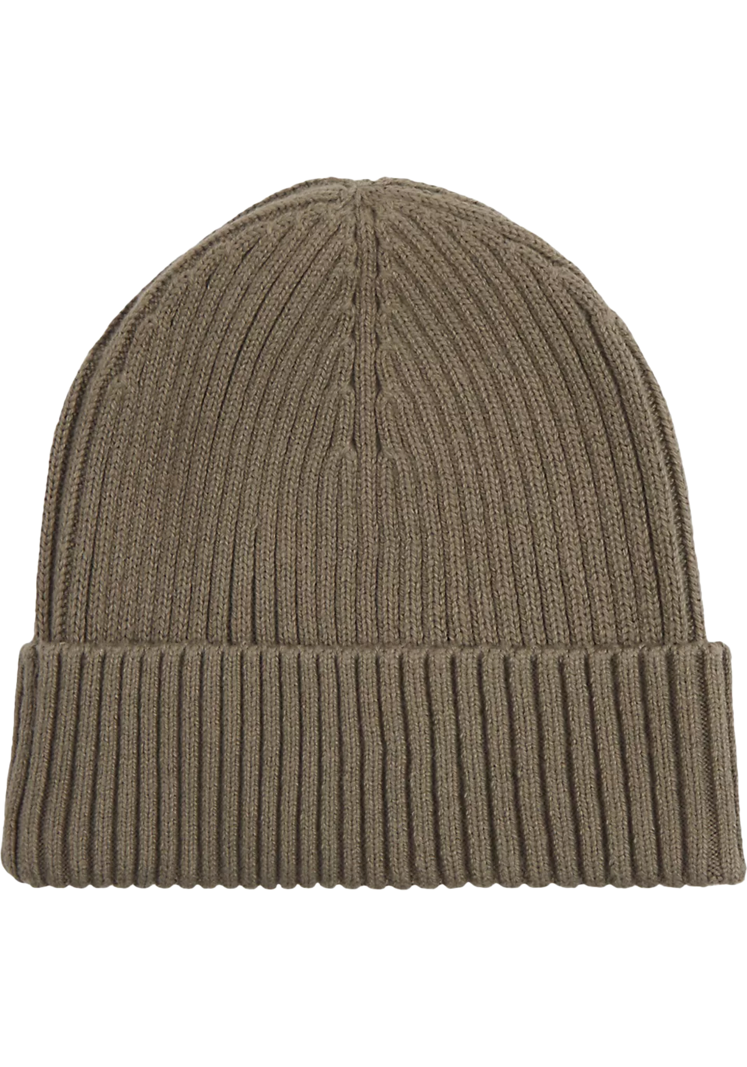 Calvin Klein muts, classic cotton rib beanie, beige