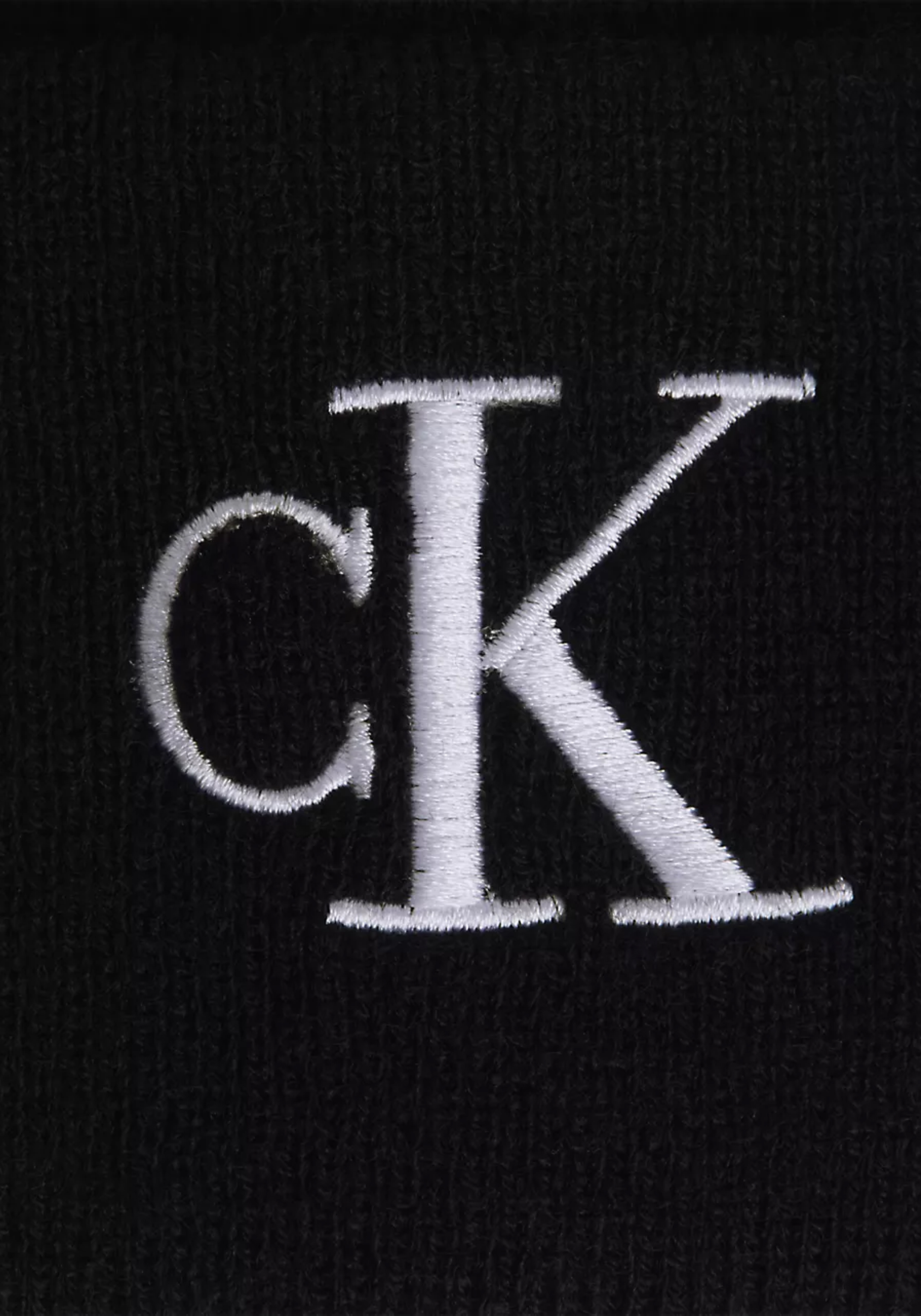 Calvin Klein muts, monogram embroidered patch beanie, zwart