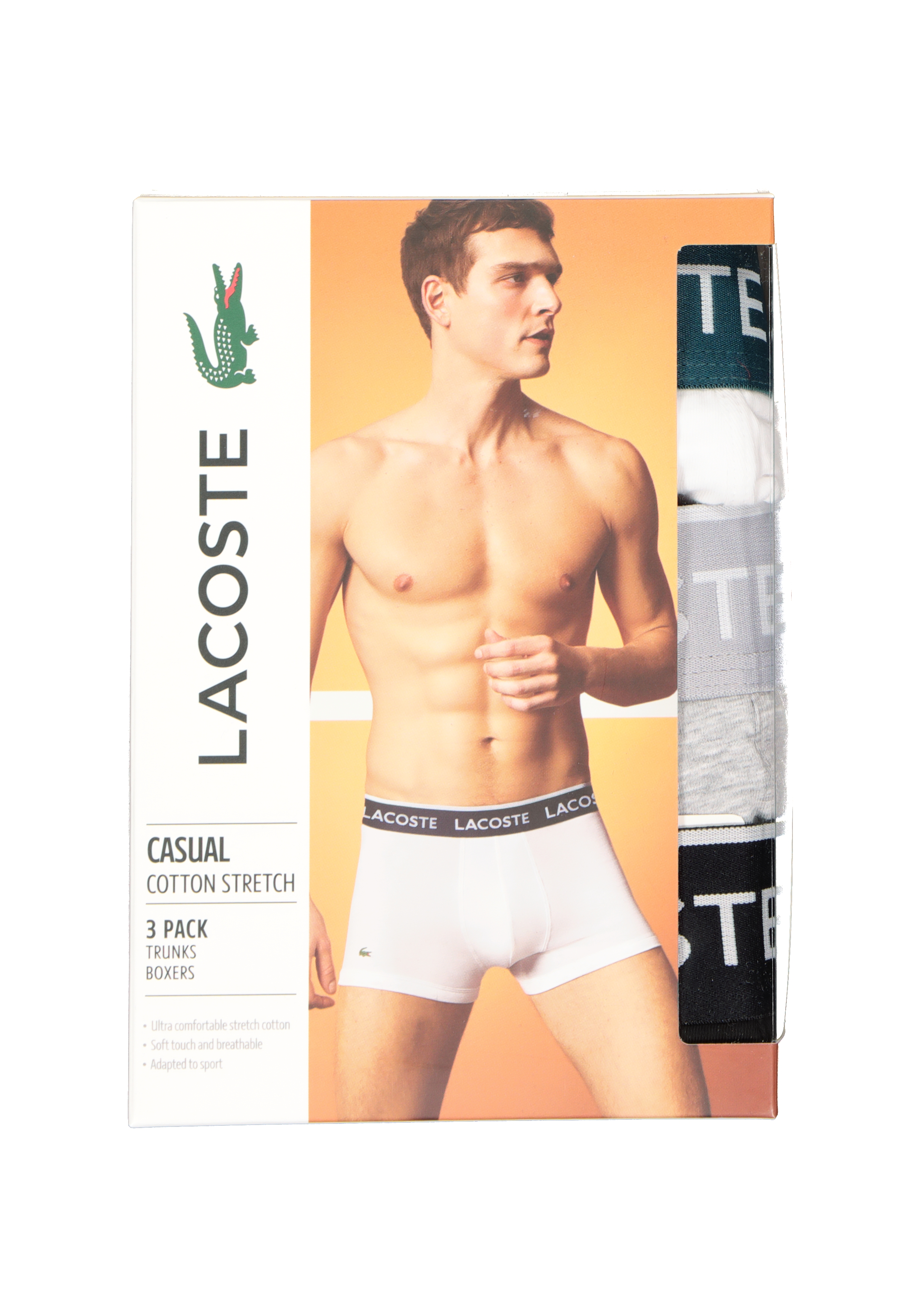 Lacoste Boxer Trunks (3-pack), heren boxers kort, zwart, wit en grijs