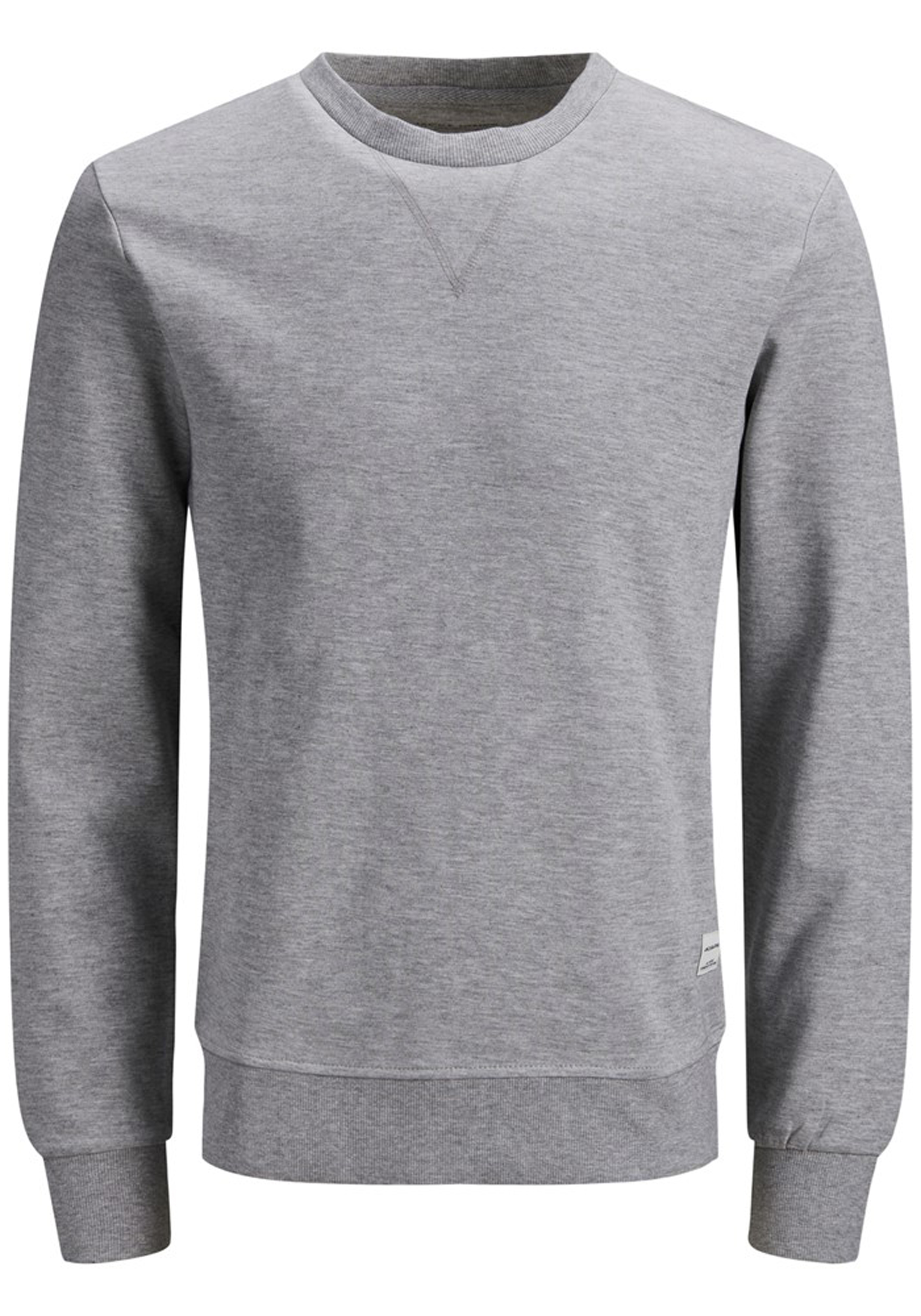 JACK & JONES sweatshirt katoen, O-hals, licht grijs melange