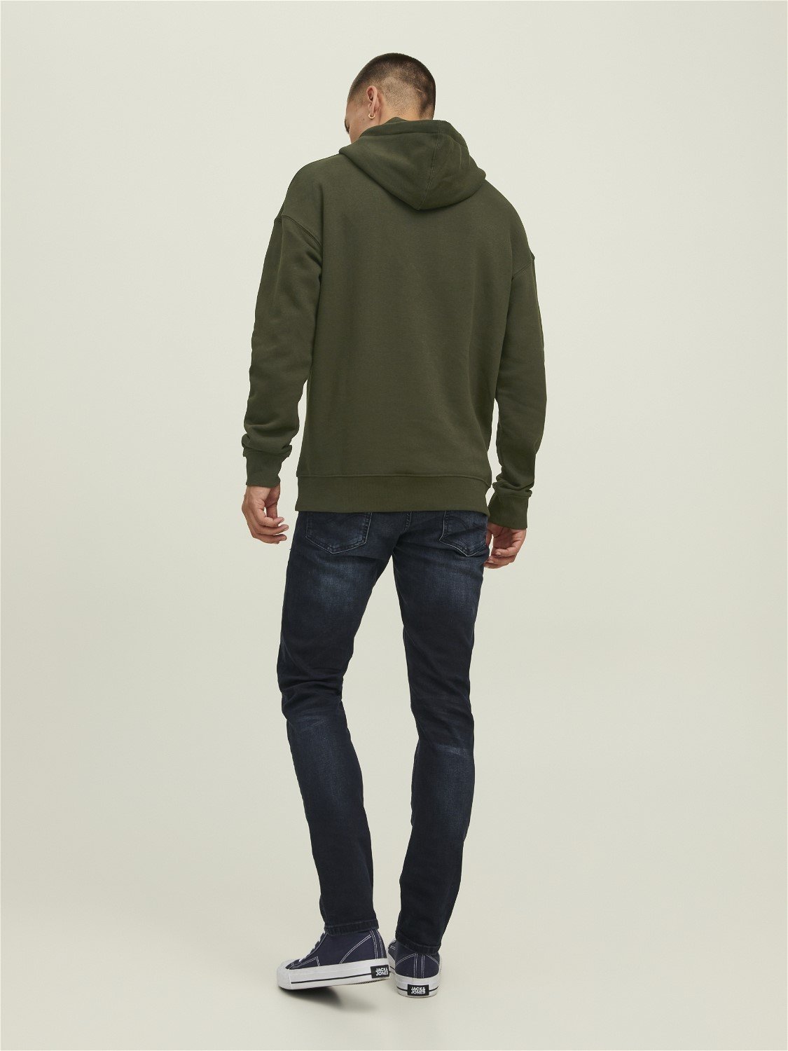 JACK & JONES Star basic sweat hood regular fit, heren hoodie katoenmengsel met capuchon, donker olijfgroen