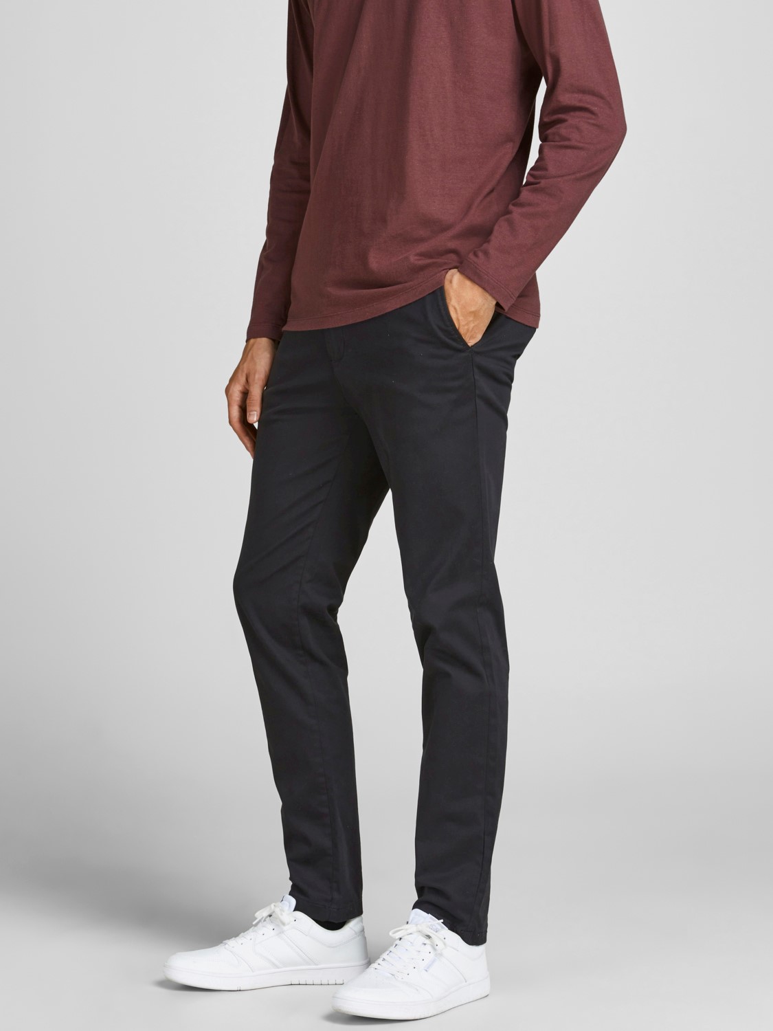 JACK & JONES Marco Bowie Black loose fit, heren chino, zwart