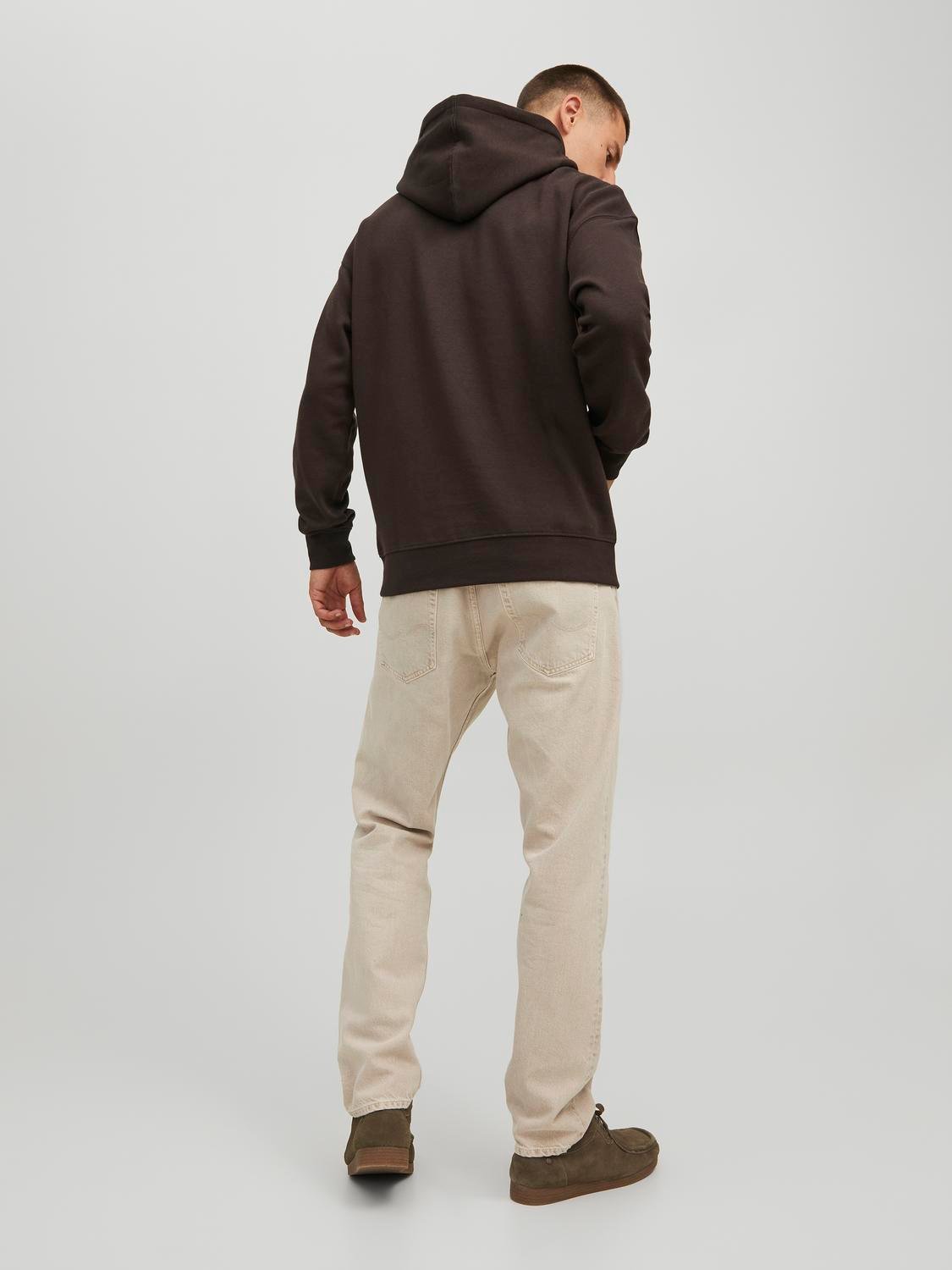 JACK & JONES Star basic sweat hood regular fit, heren hoodie katoenmengsel met capuchon, donkerbruin