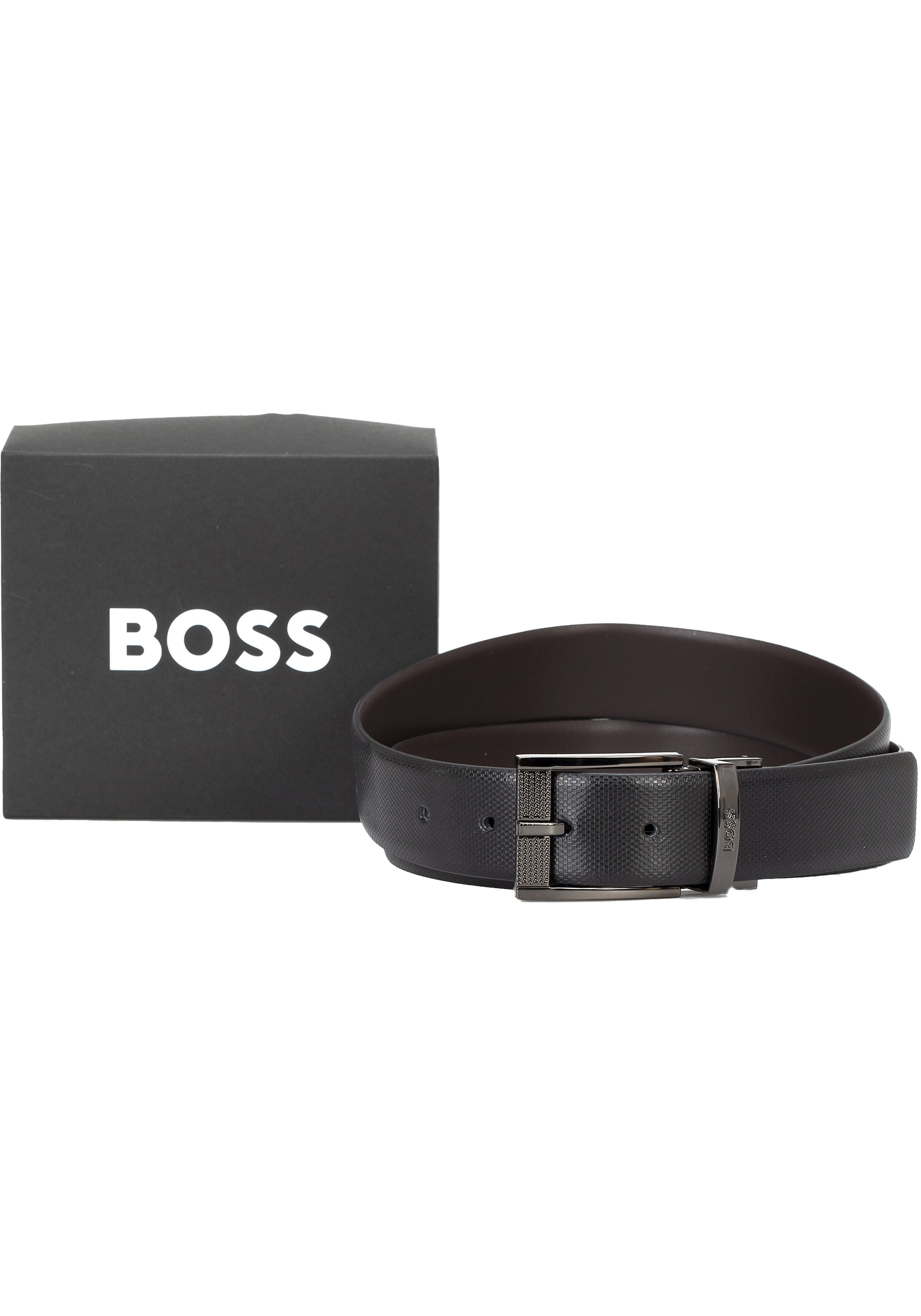 BOSS leren heren riem, zwart en donkerbruin