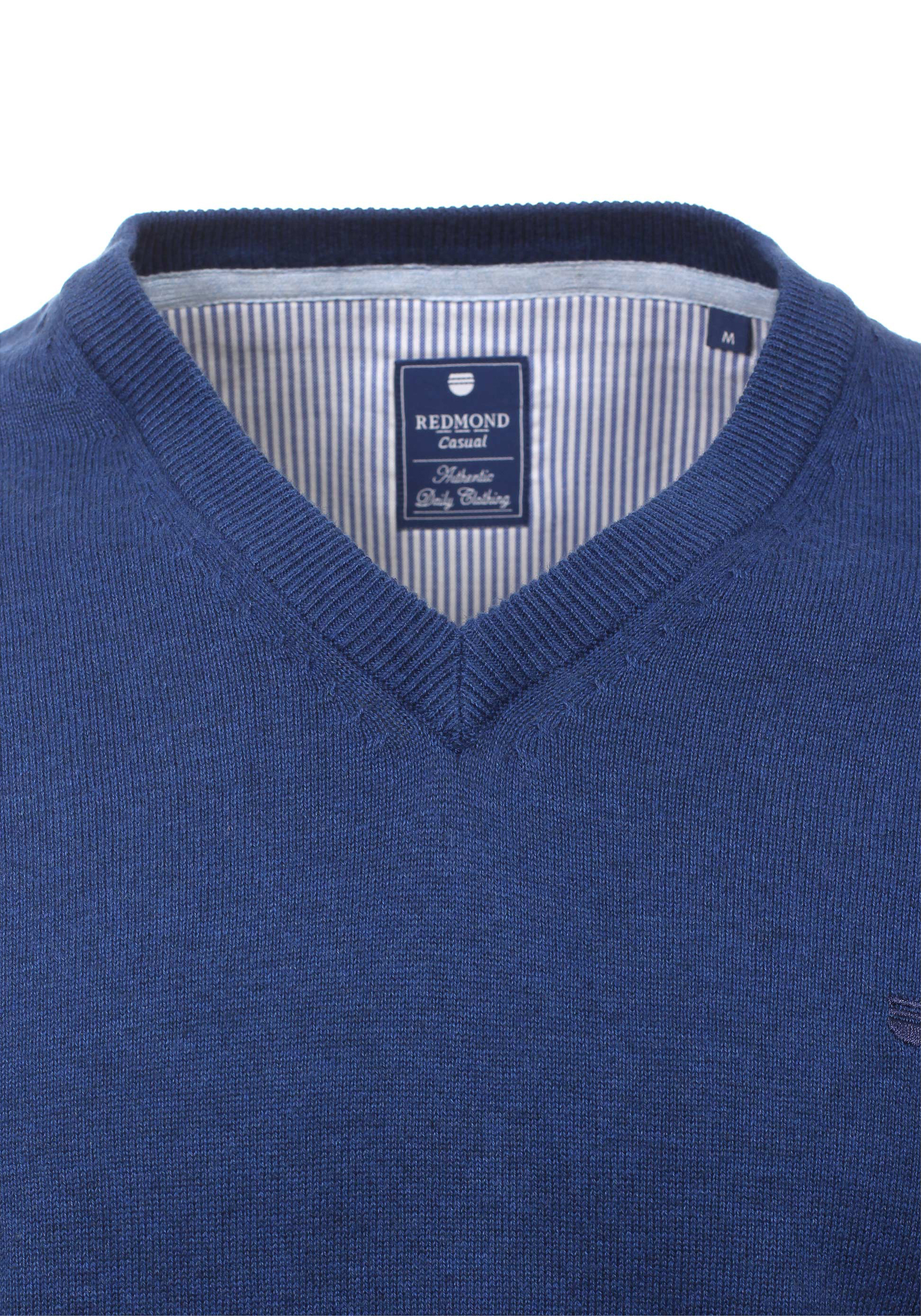 Redmond heren trui katoen, V-hals, jeans-blauw