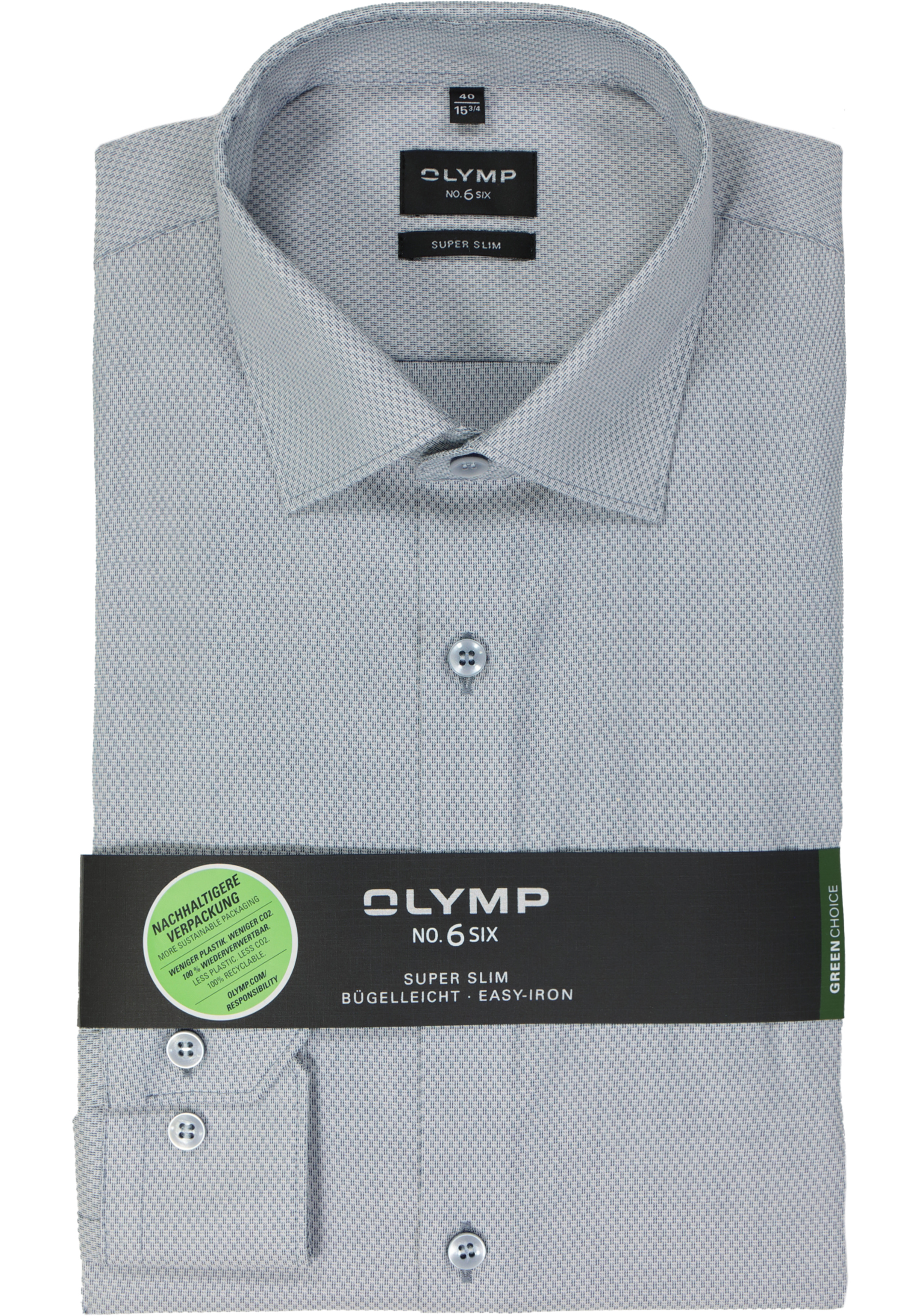 OLYMP No. 6 Six super slim fit overhemd, structuur, blauw