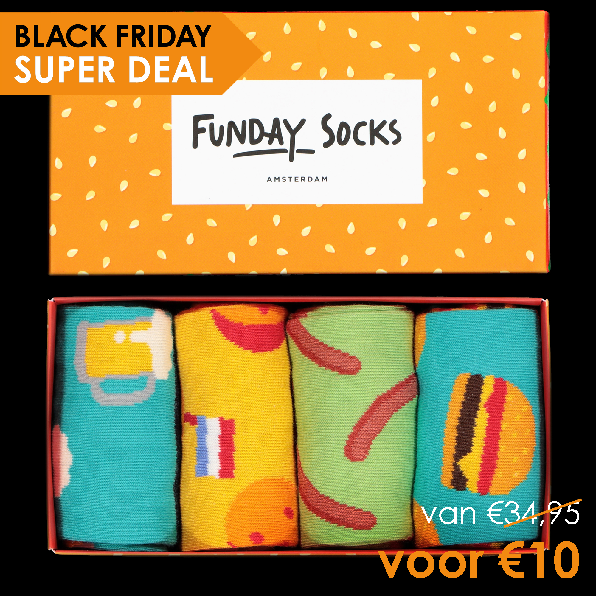 Funday sokken 4 pack van 34,95 voor 10