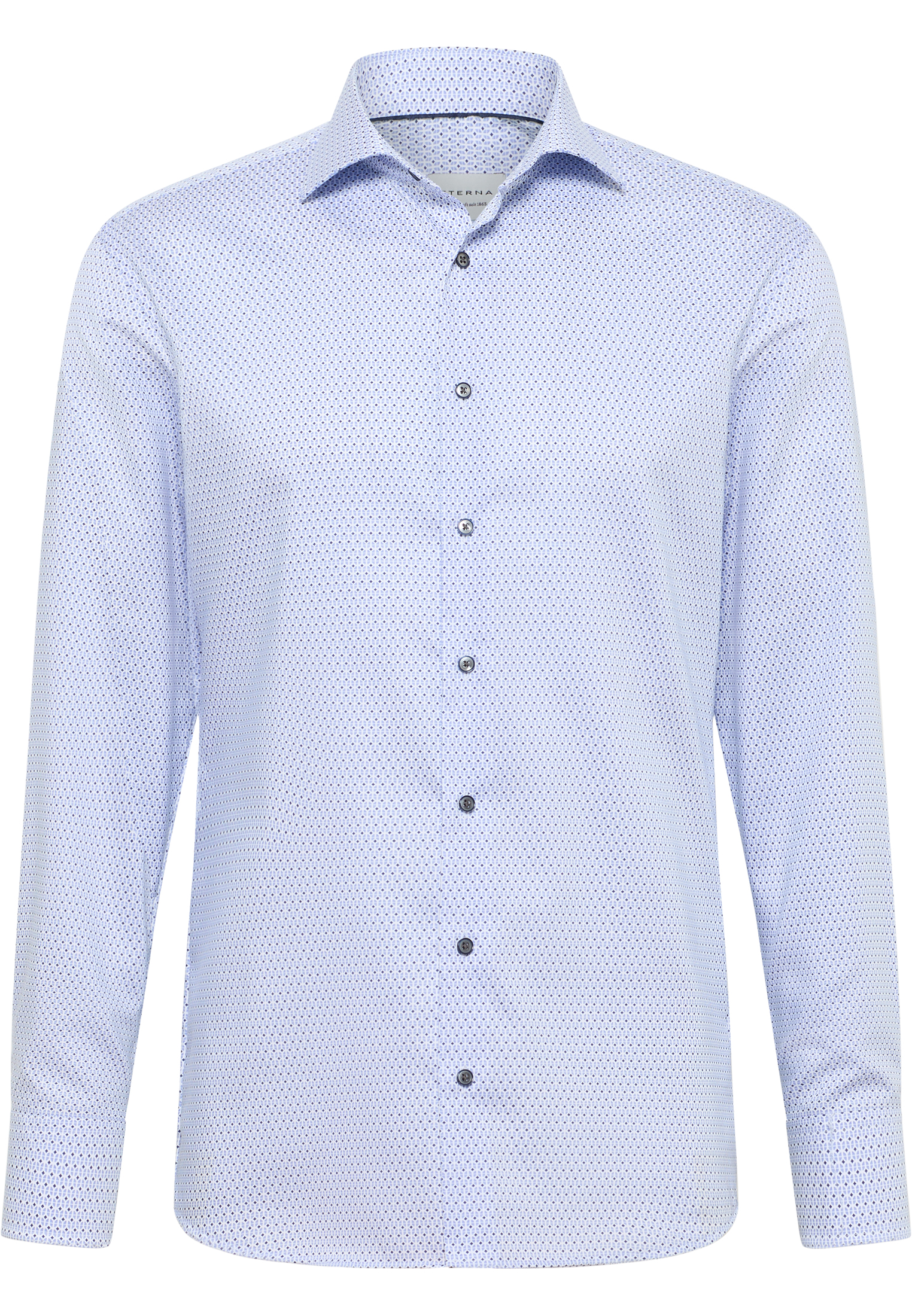 ETERNA slim fit overhemd, twill, licht- en donkerblauw met wit dessin