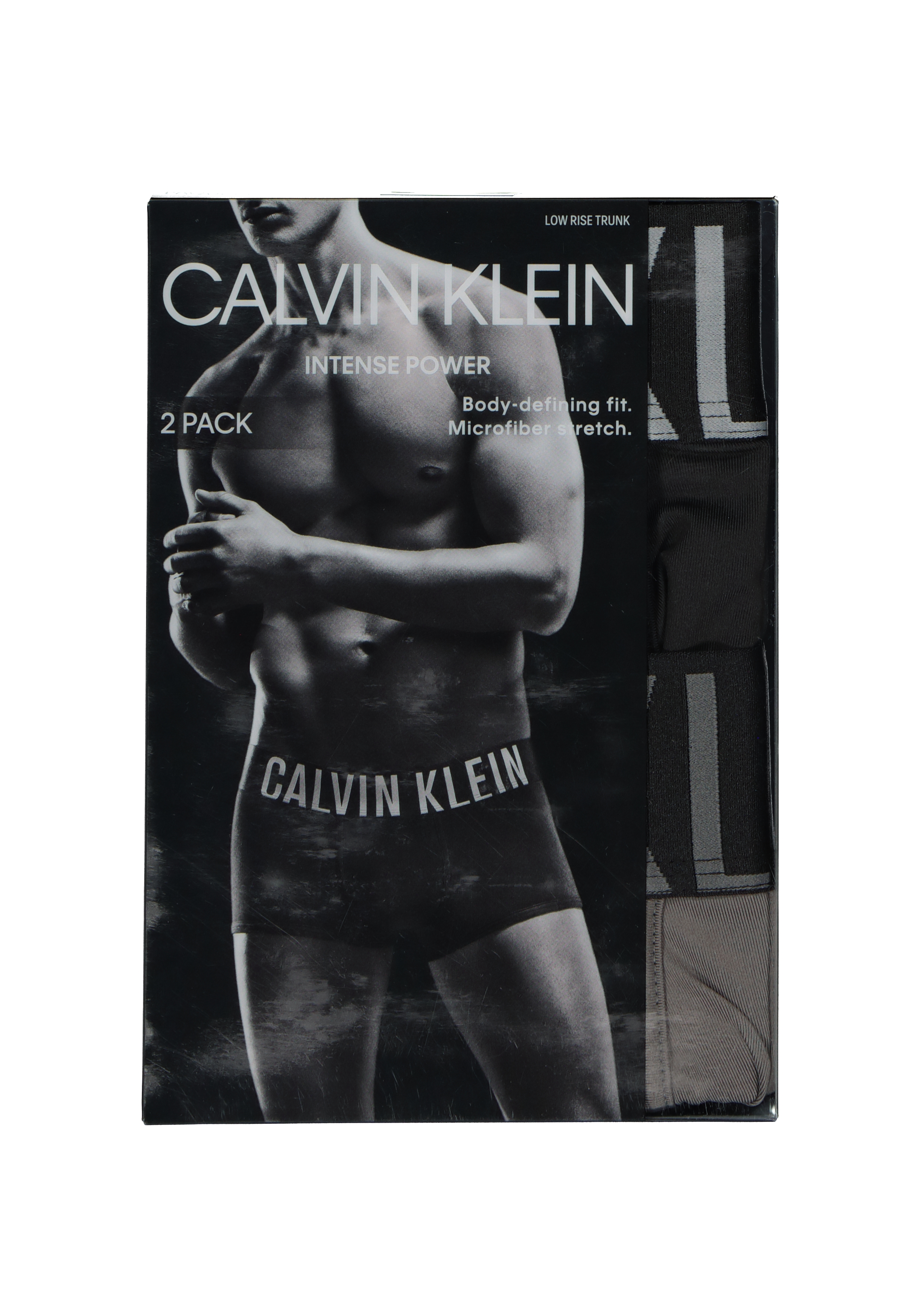 Calvin Klein INTENSE POWER Micro low rise trunk (2-pack), microfiber heren boxer kort, zwart en grijs