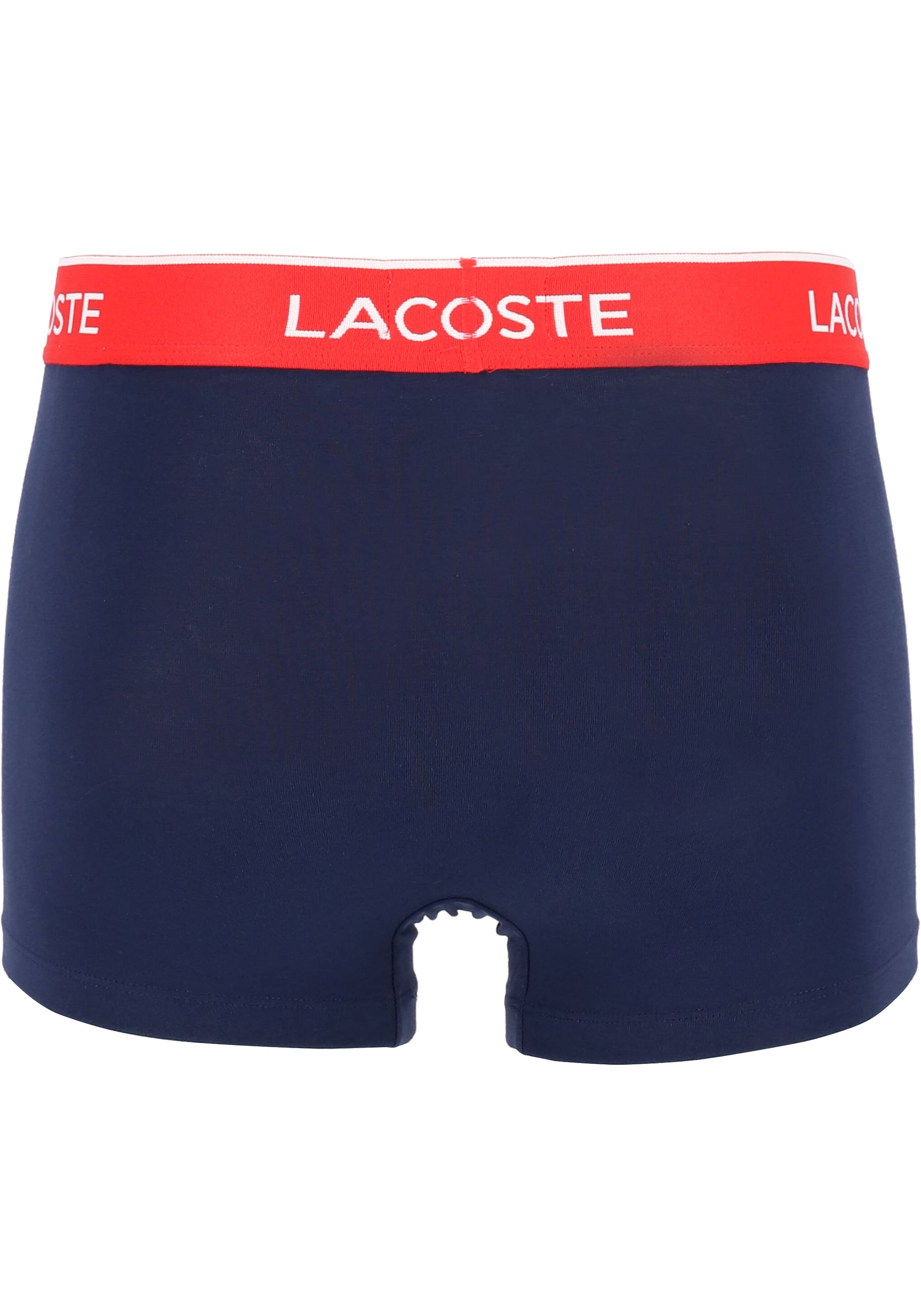 Lacoste Boxer Trunks (3-pack), heren boxers kort, blauw met gekleurde tailleband