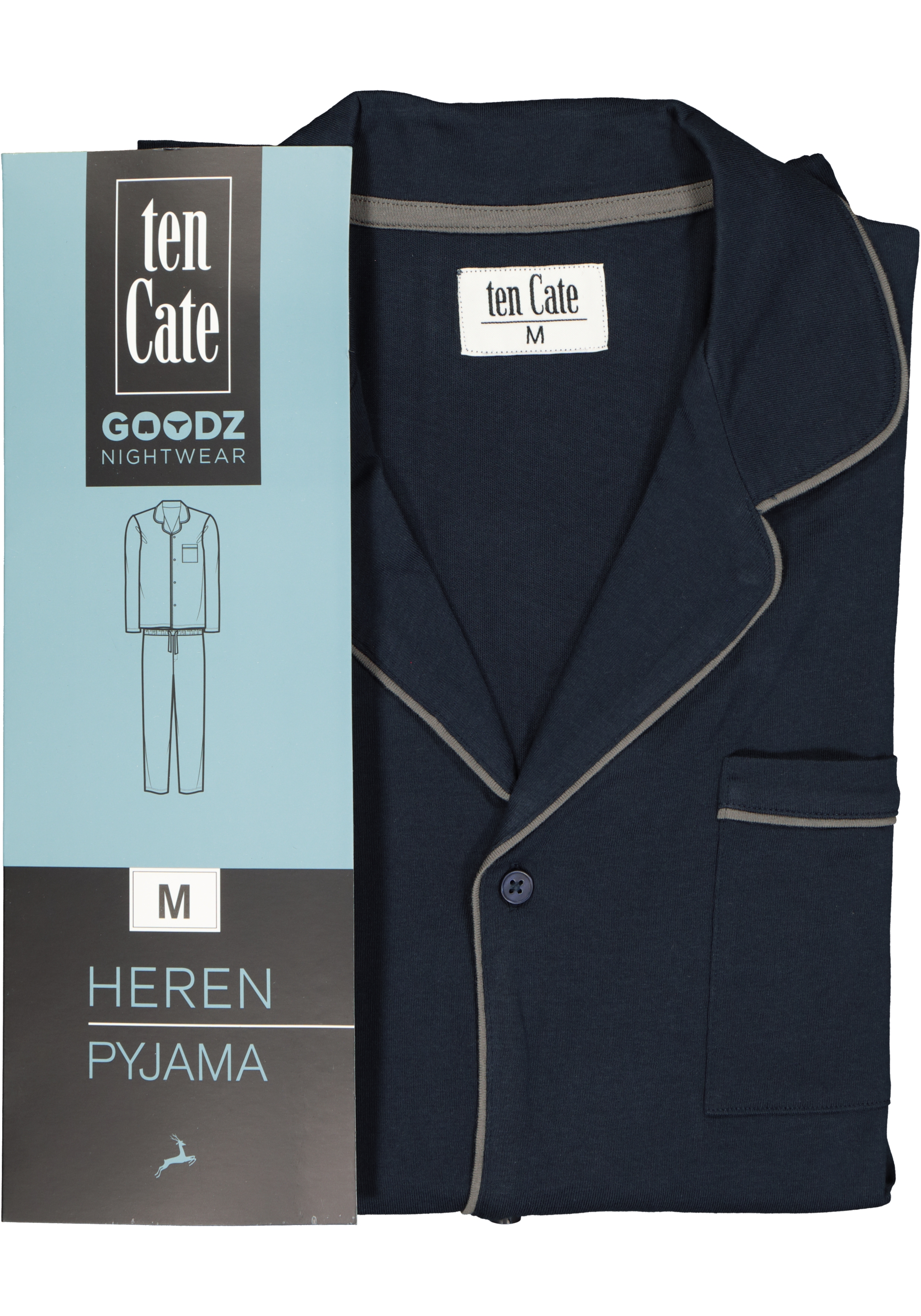 TEN CATE men pyjama, met knoopjes, donkerblauw