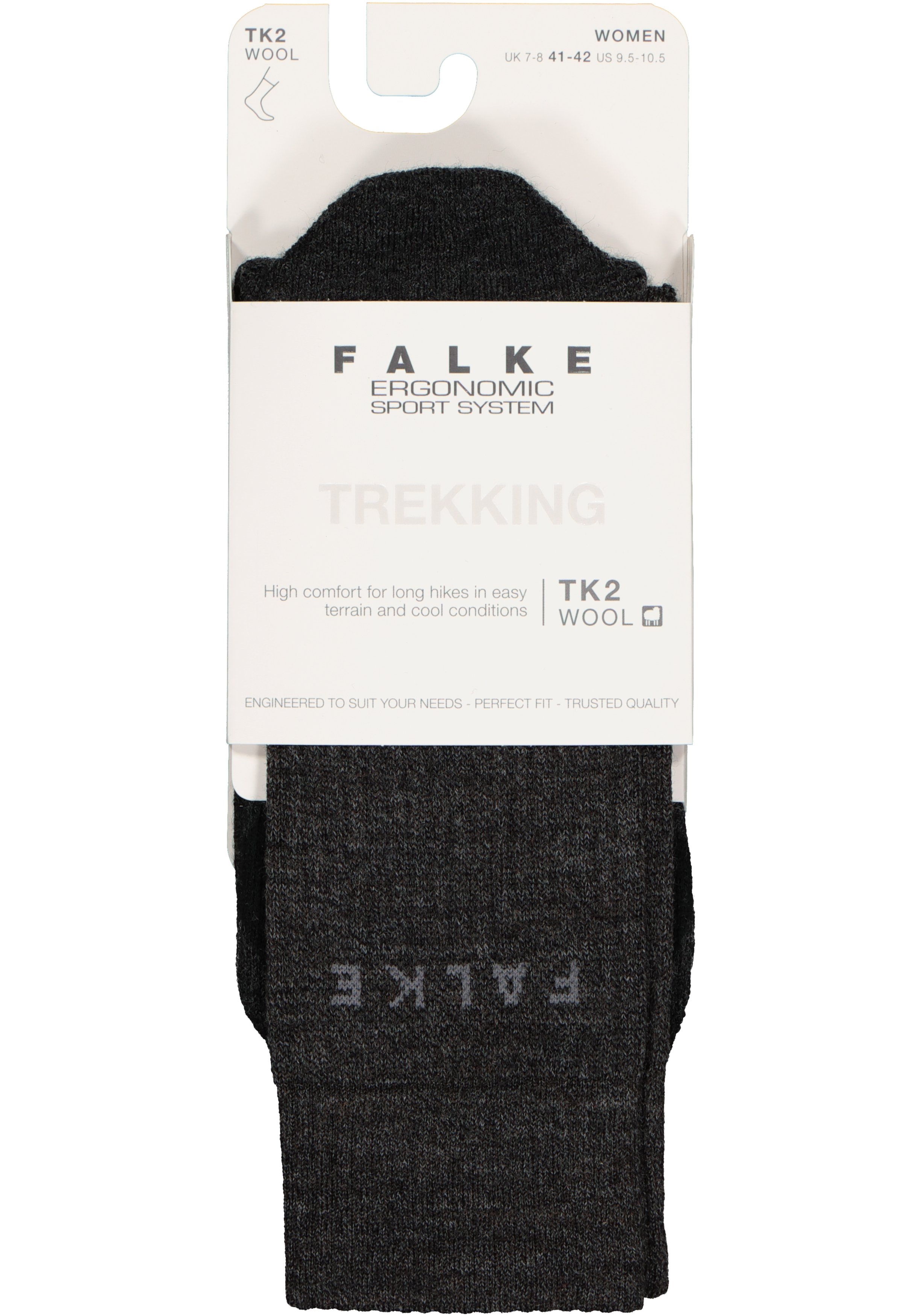 FALKE TK2 Wool dames wandelsokken, antraciet-mix (smog)