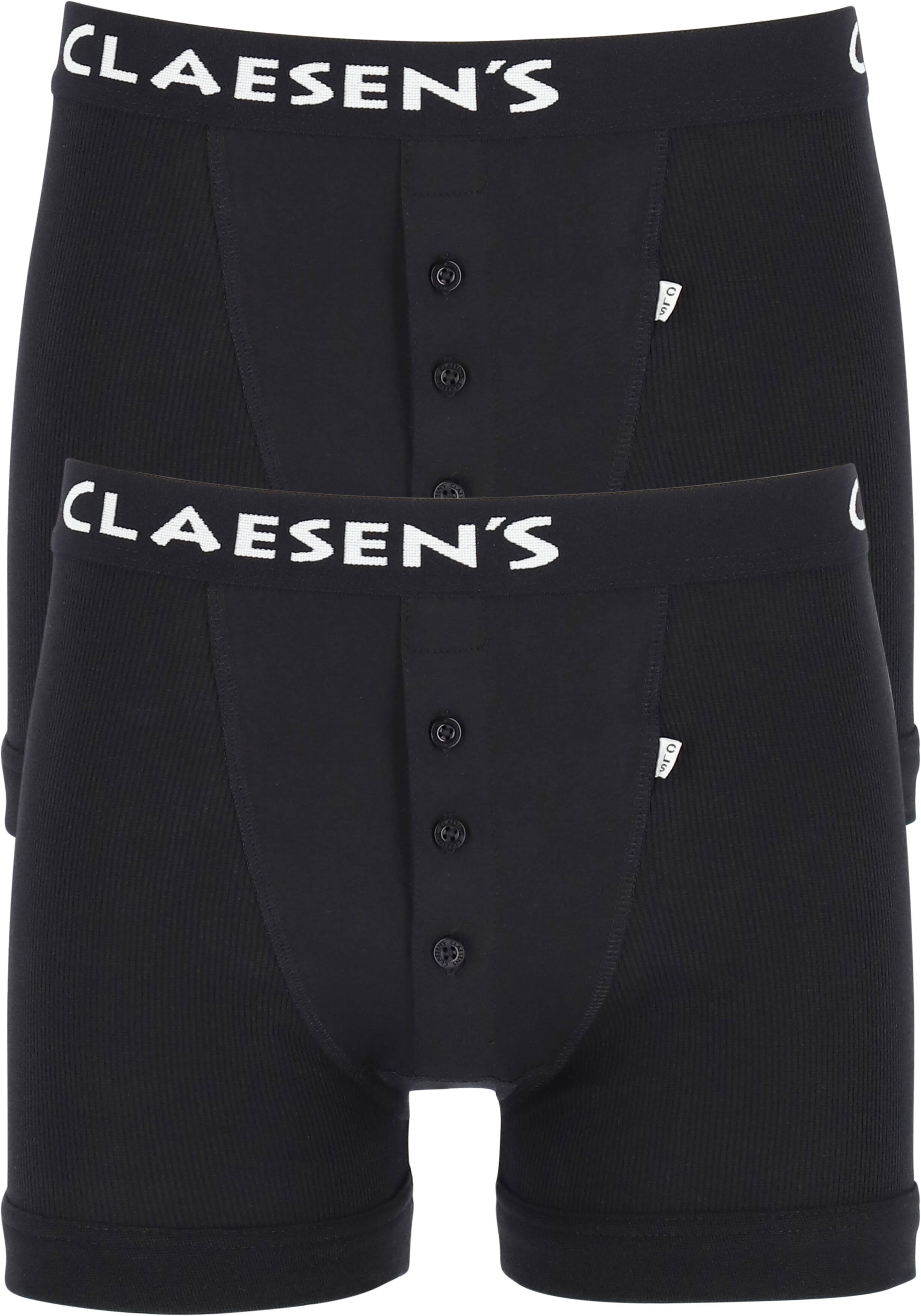 Claesen's Basics boxers (2-pack), retro rib heren boxers met gulp, zwart  