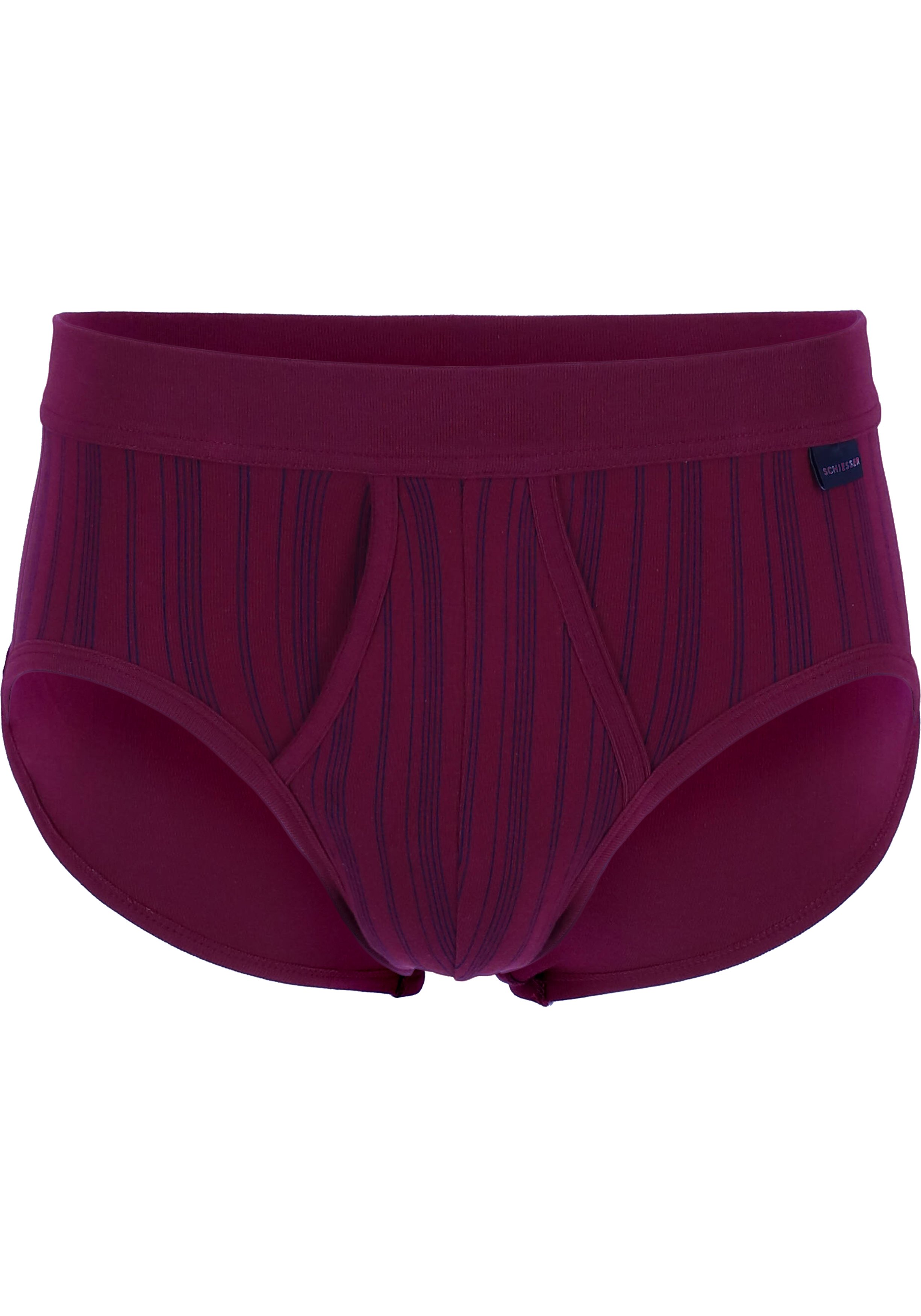 SCHIESSER Original Classics sportslips (2-pack), Feinripp met gulp, bordeaux rood gestreept           