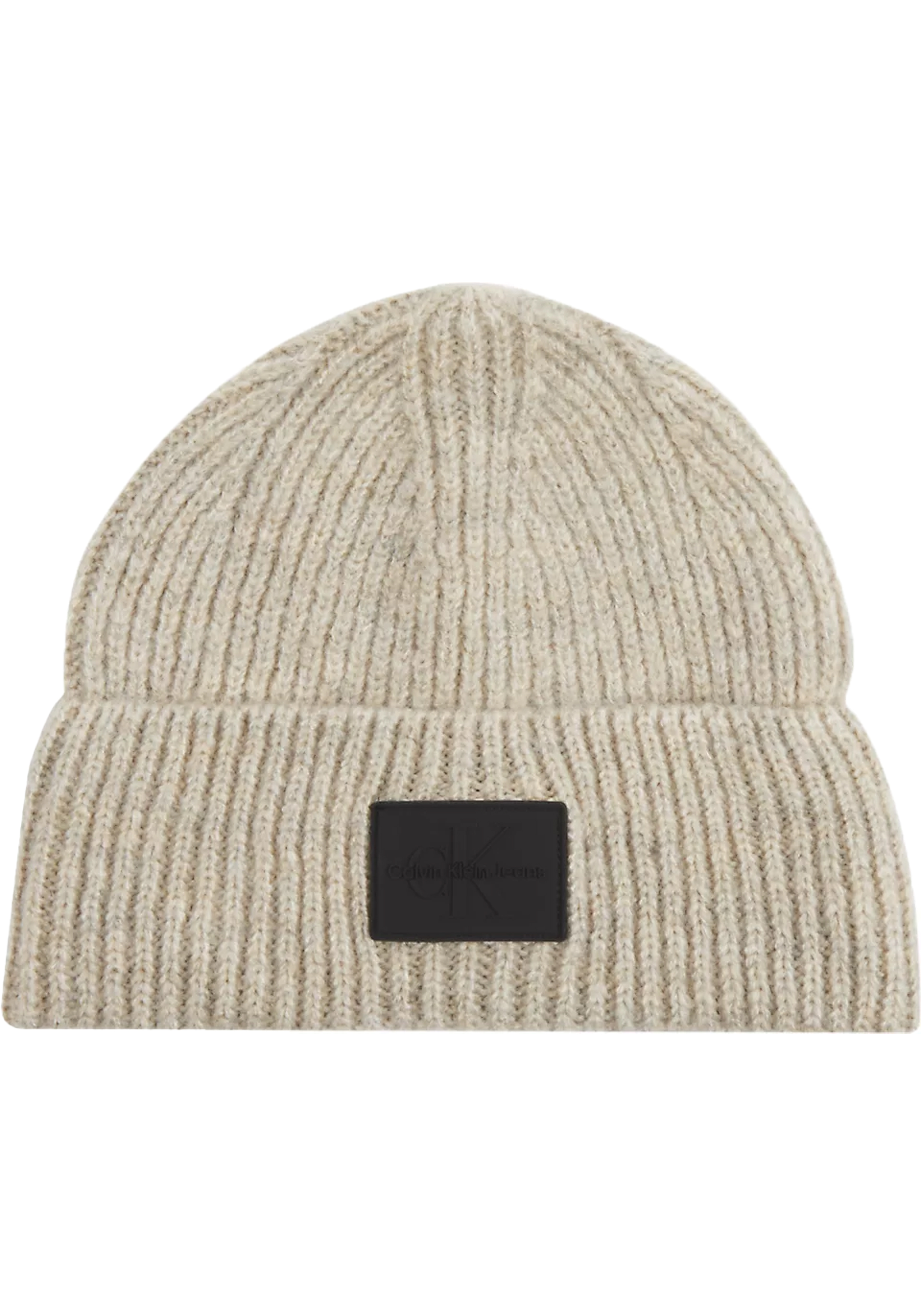 Calvin Klein muts, rubberized beanie, licht grijsbeige